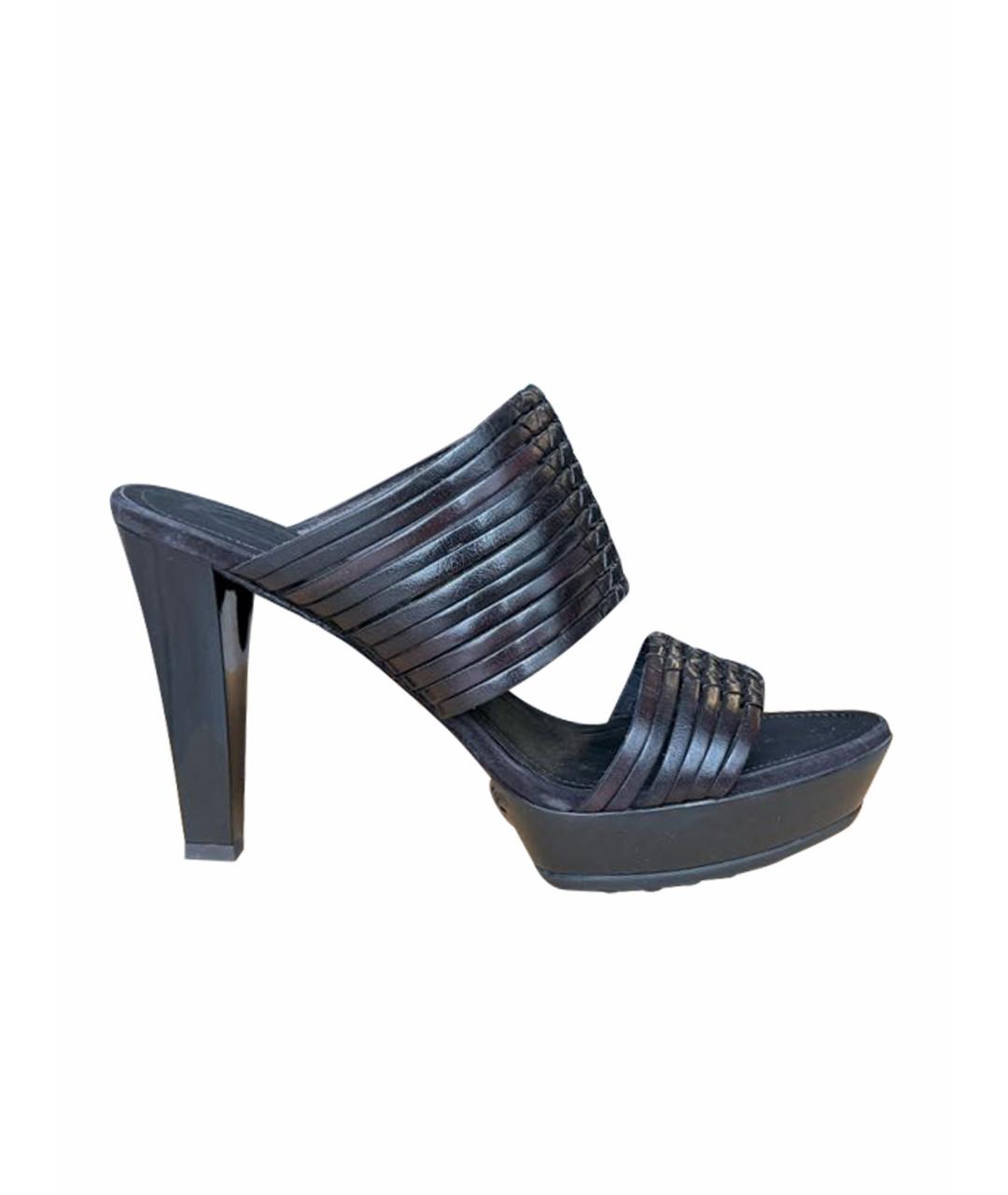 TOD'S Коричневые кожаные сабо, фото 1