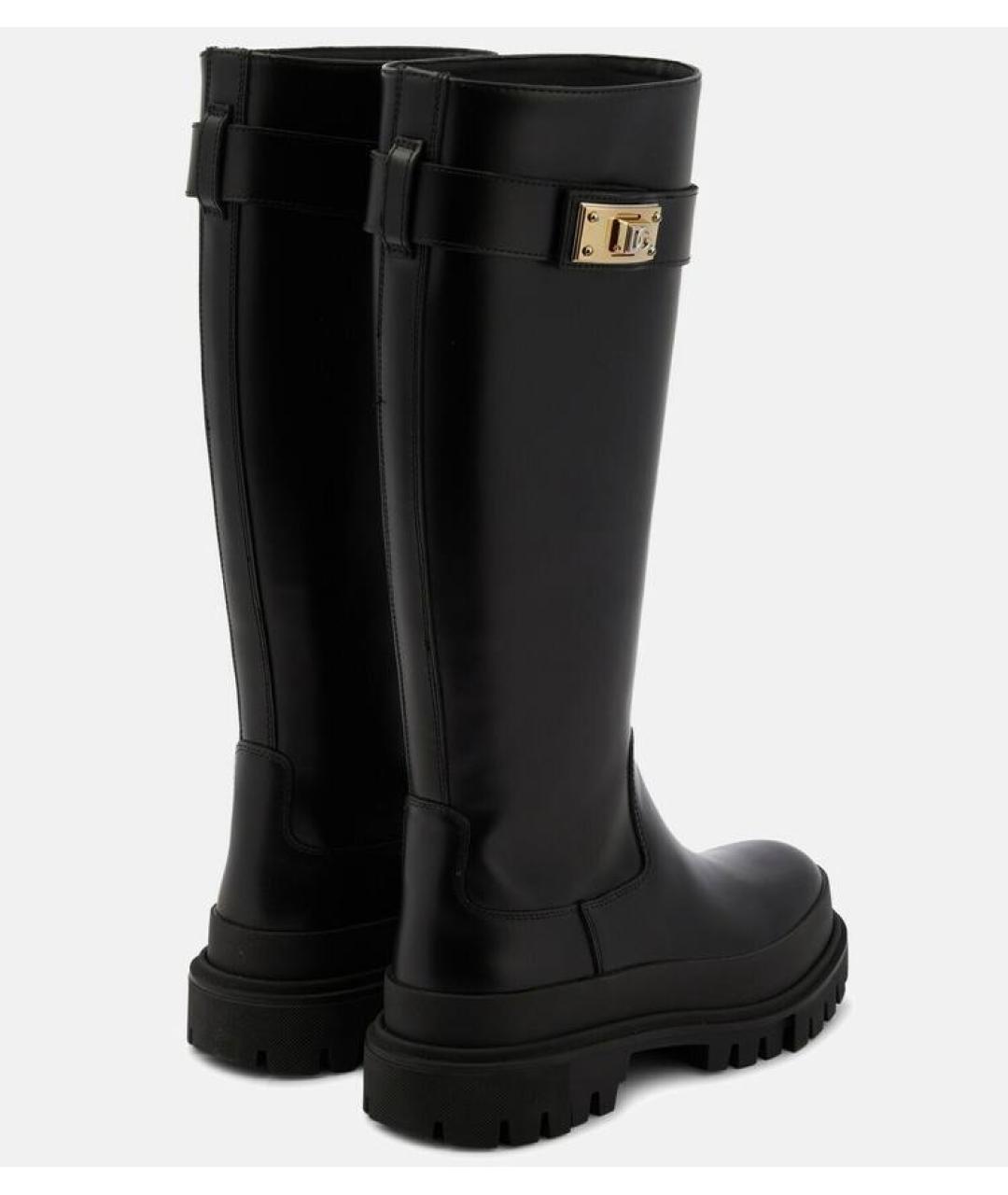 DOLCE&GABBANA Черные кожаные сапоги, фото 4