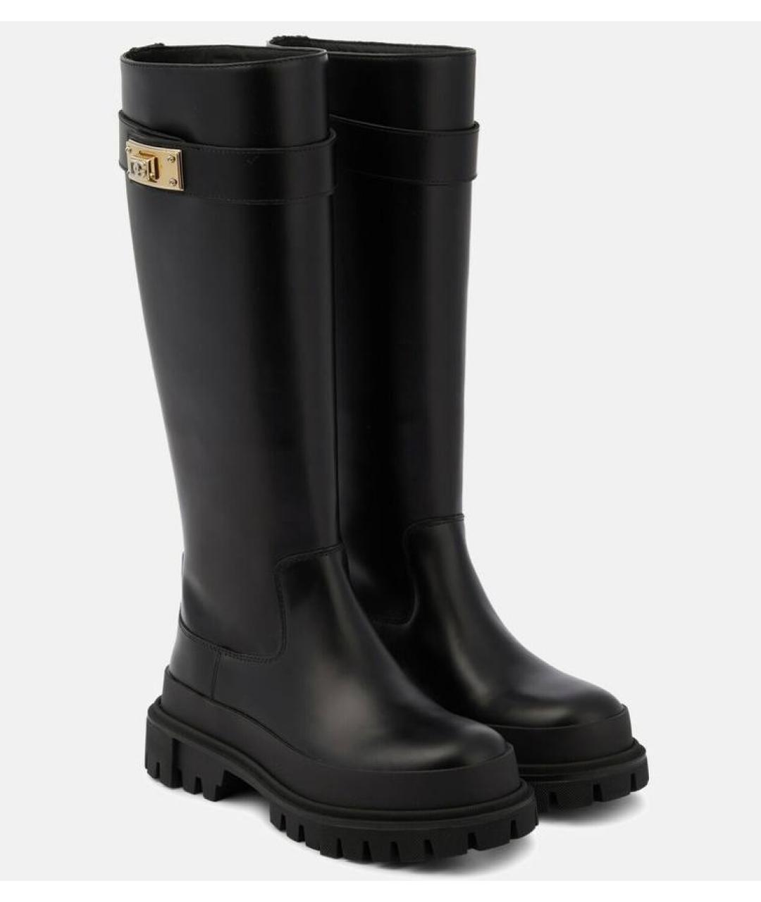 DOLCE&GABBANA Черные кожаные сапоги, фото 2