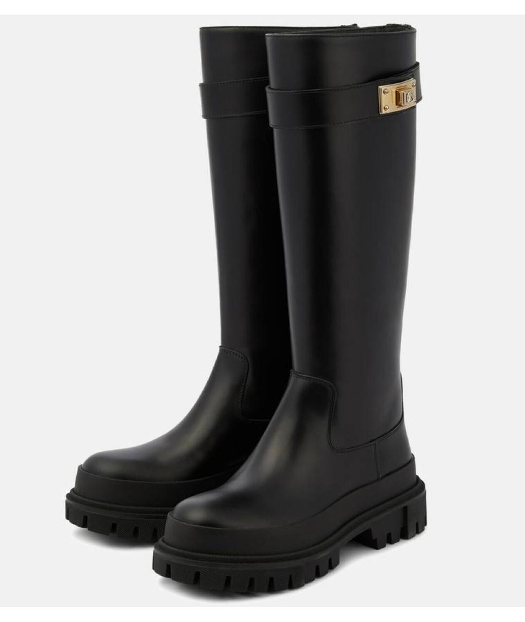 DOLCE&GABBANA Черные кожаные сапоги, фото 3