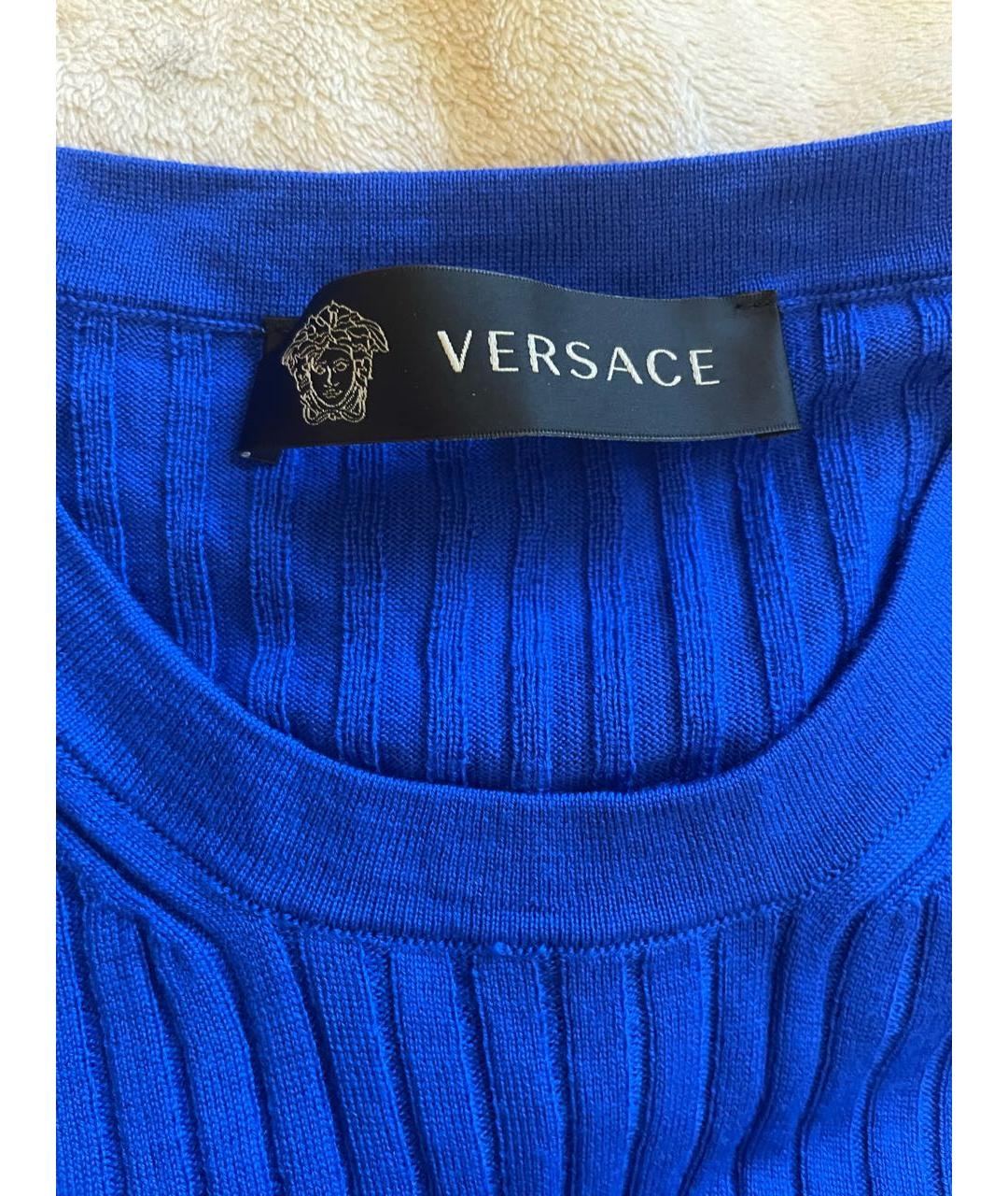 VERSACE Синий шерстяной джемпер / свитер, фото 2