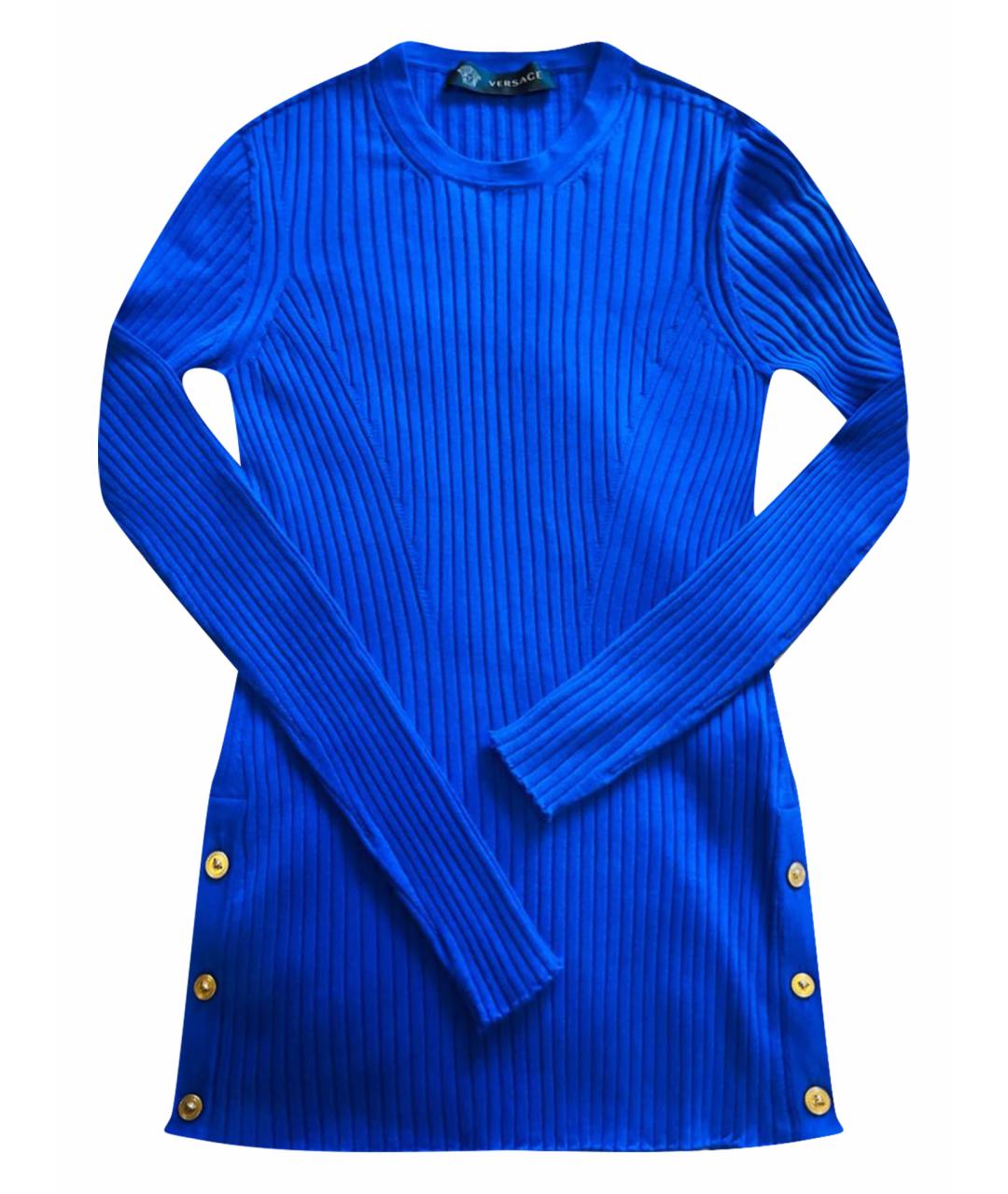 VERSACE Синий шерстяной джемпер / свитер, фото 1