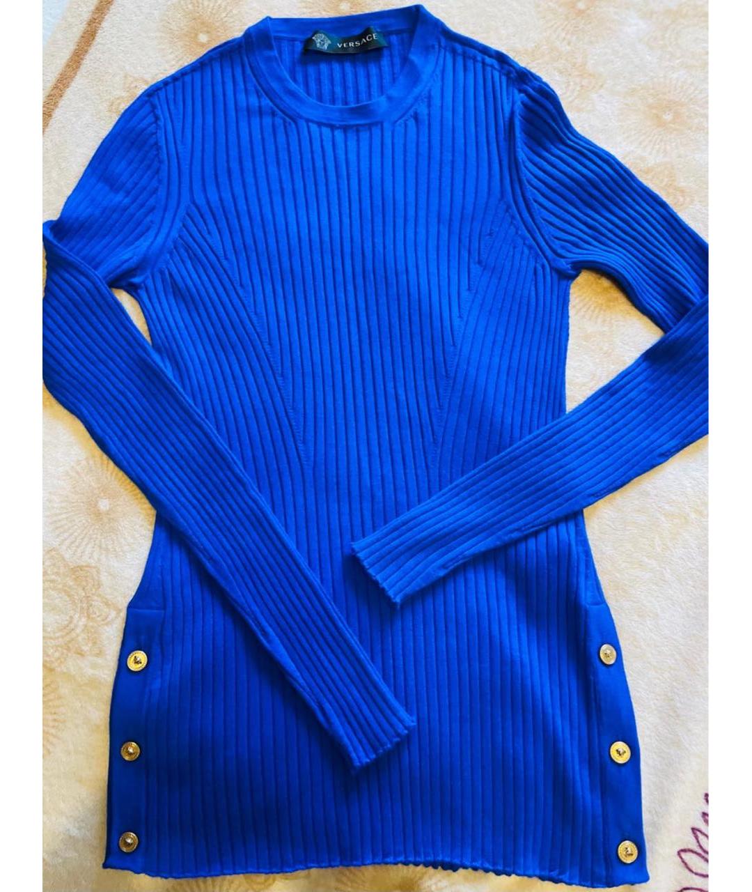VERSACE Синий шерстяной джемпер / свитер, фото 6