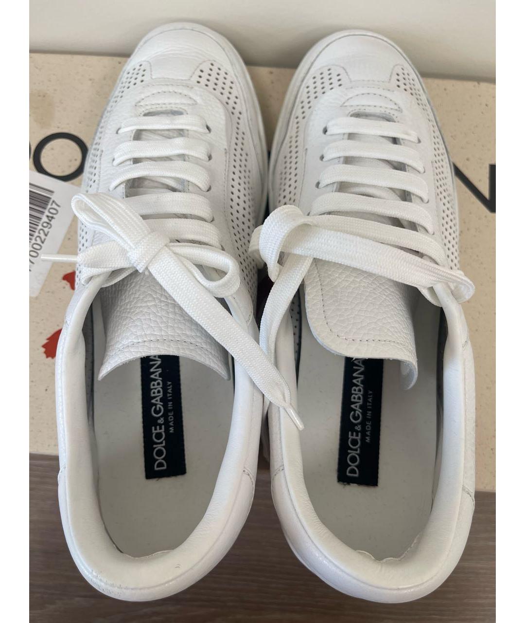 DOLCE&GABBANA Белые кожаные низкие кроссовки / кеды, фото 3