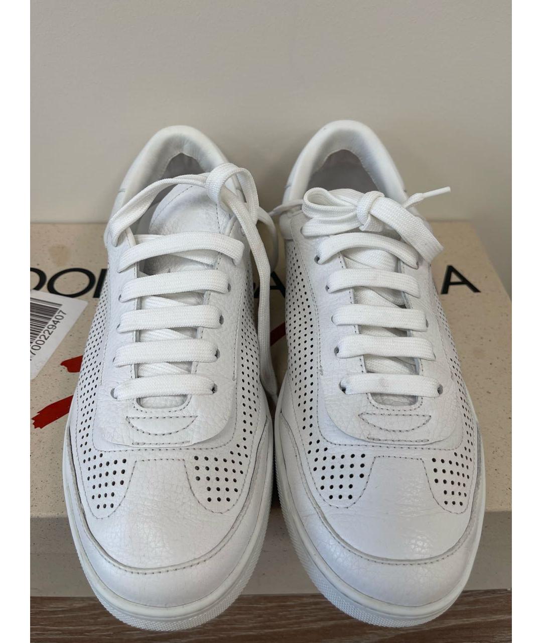 DOLCE&GABBANA Белые кожаные низкие кроссовки / кеды, фото 2