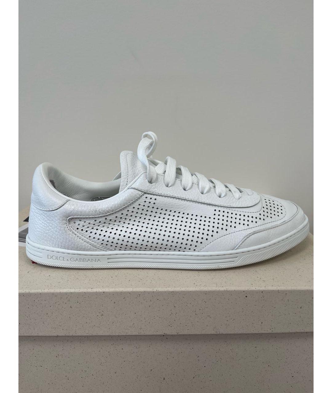 DOLCE&GABBANA Белые кожаные низкие кроссовки / кеды, фото 5