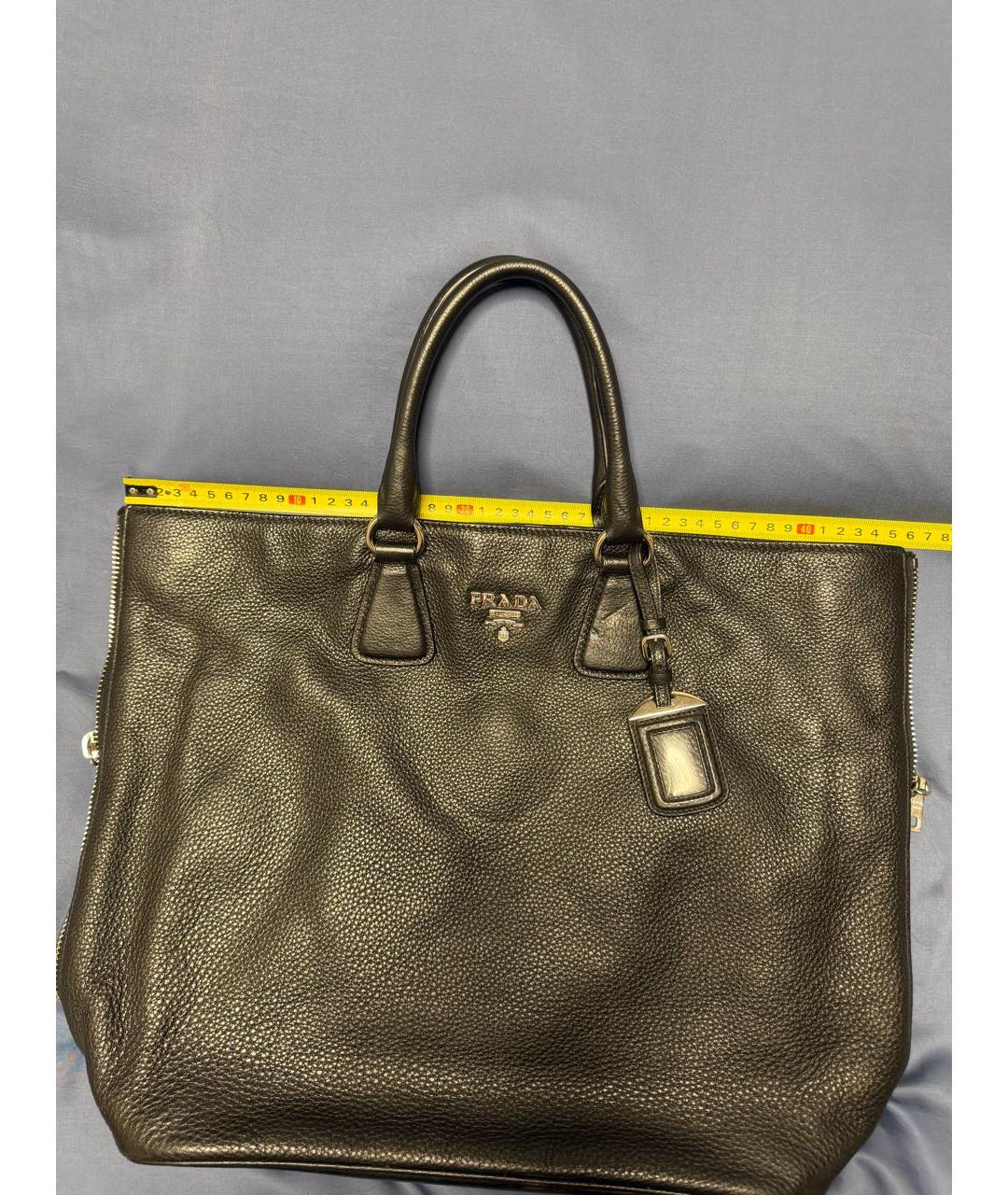 PRADA Черная кожаная сумка тоут, фото 5