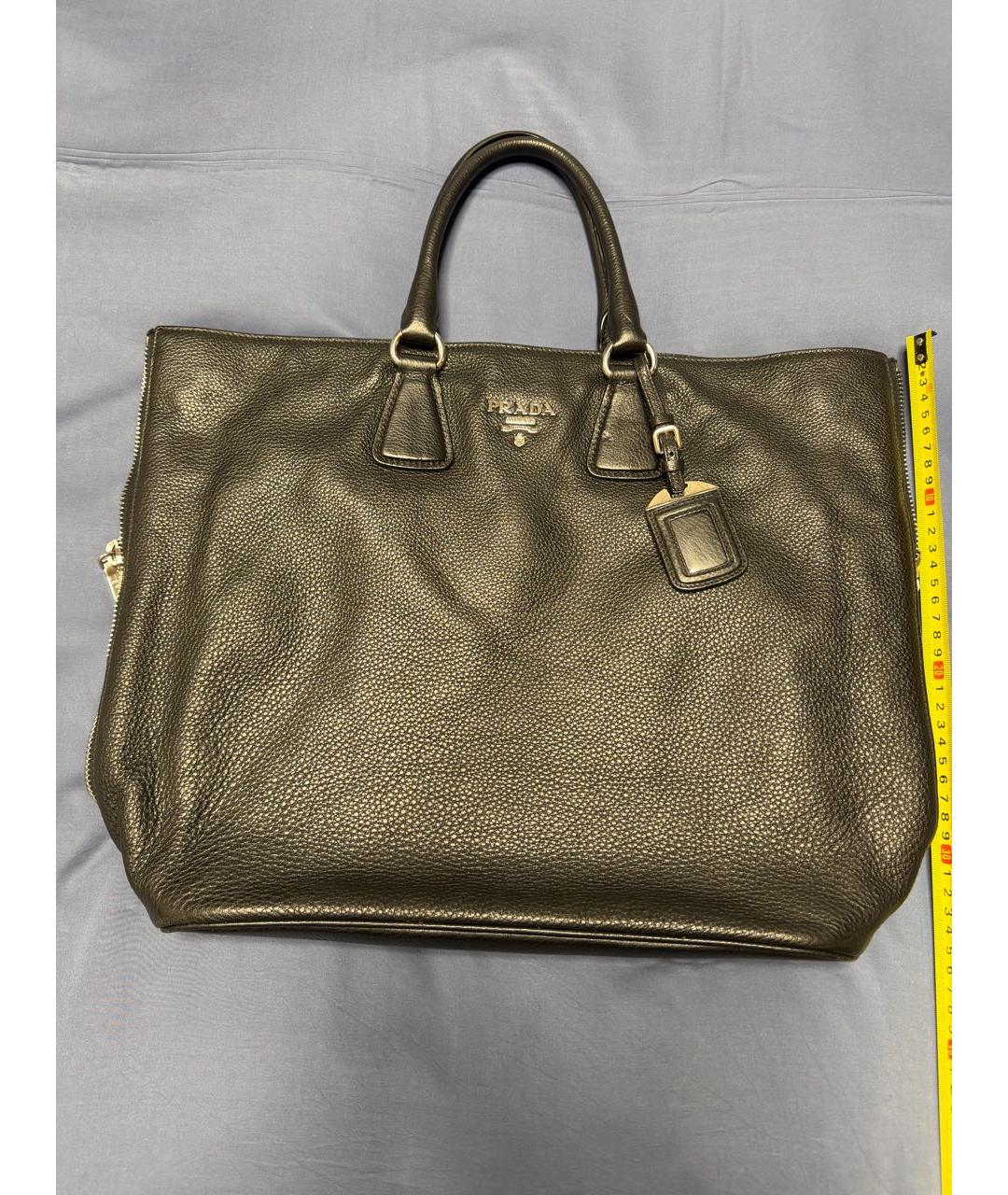 PRADA Черная кожаная сумка тоут, фото 6