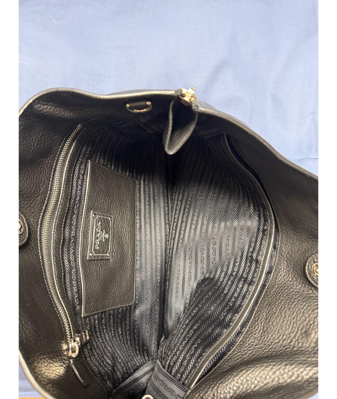 PRADA Черная кожаная сумка тоут, фото 4
