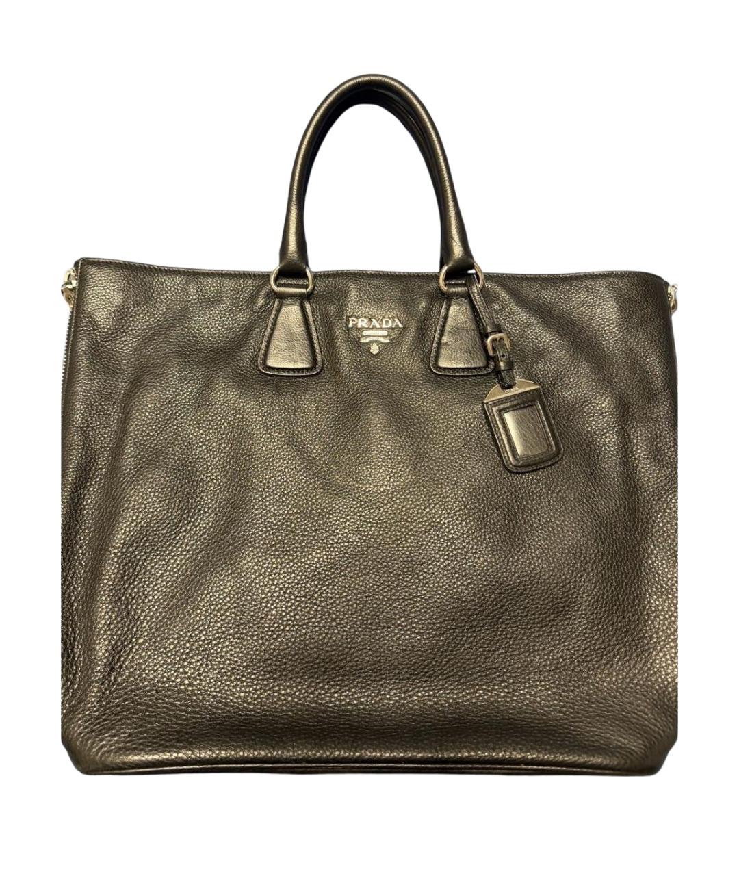 PRADA Черная кожаная сумка тоут, фото 1