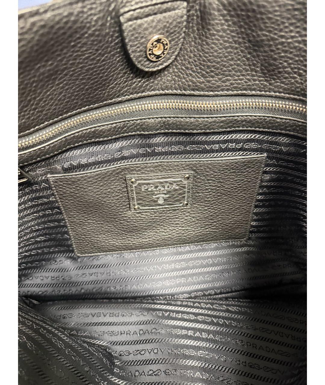 PRADA Черная кожаная сумка тоут, фото 3