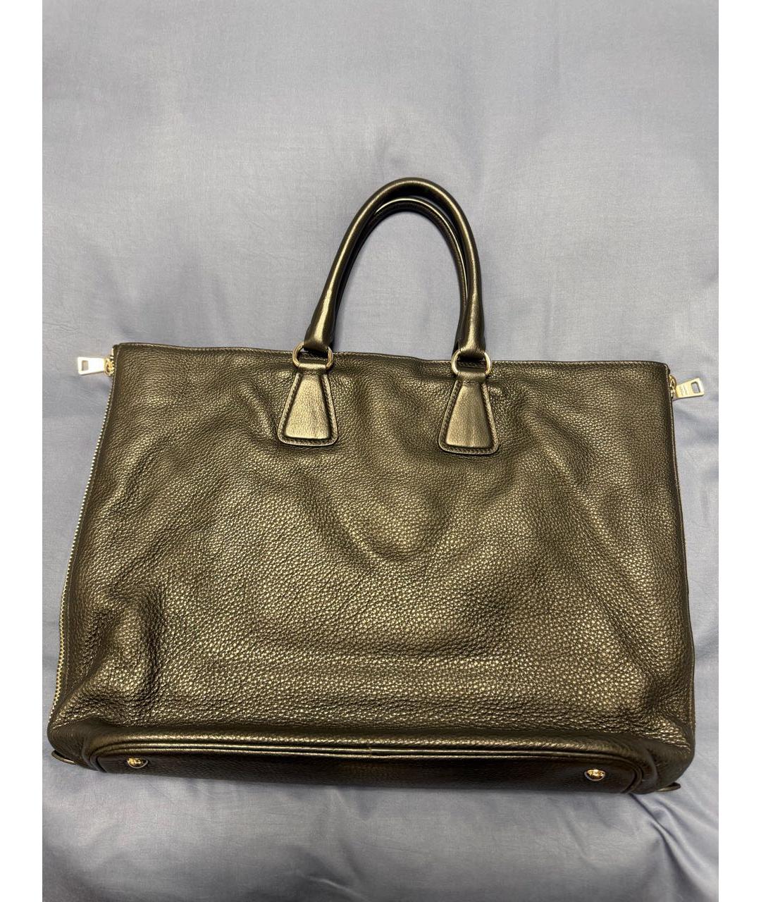 PRADA Черная кожаная сумка тоут, фото 2