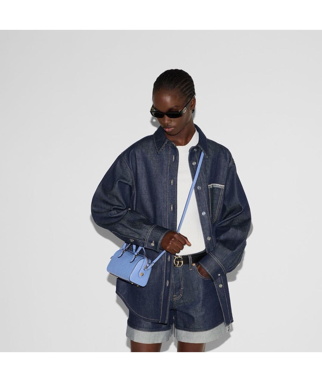 GUCCI Голубая кожаная сумка через плечо, фото 2