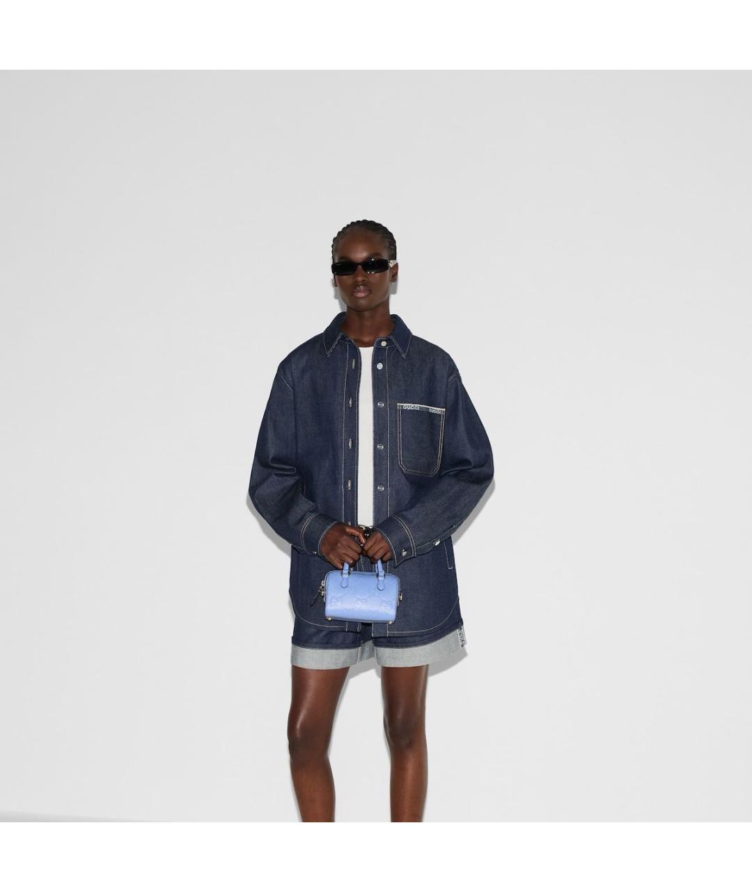 GUCCI Голубая кожаная сумка через плечо, фото 3