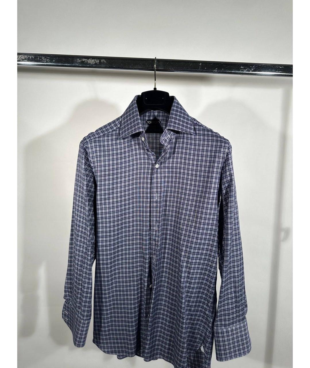 TOM FORD Синяя хлопковая кэжуал рубашка, фото 2