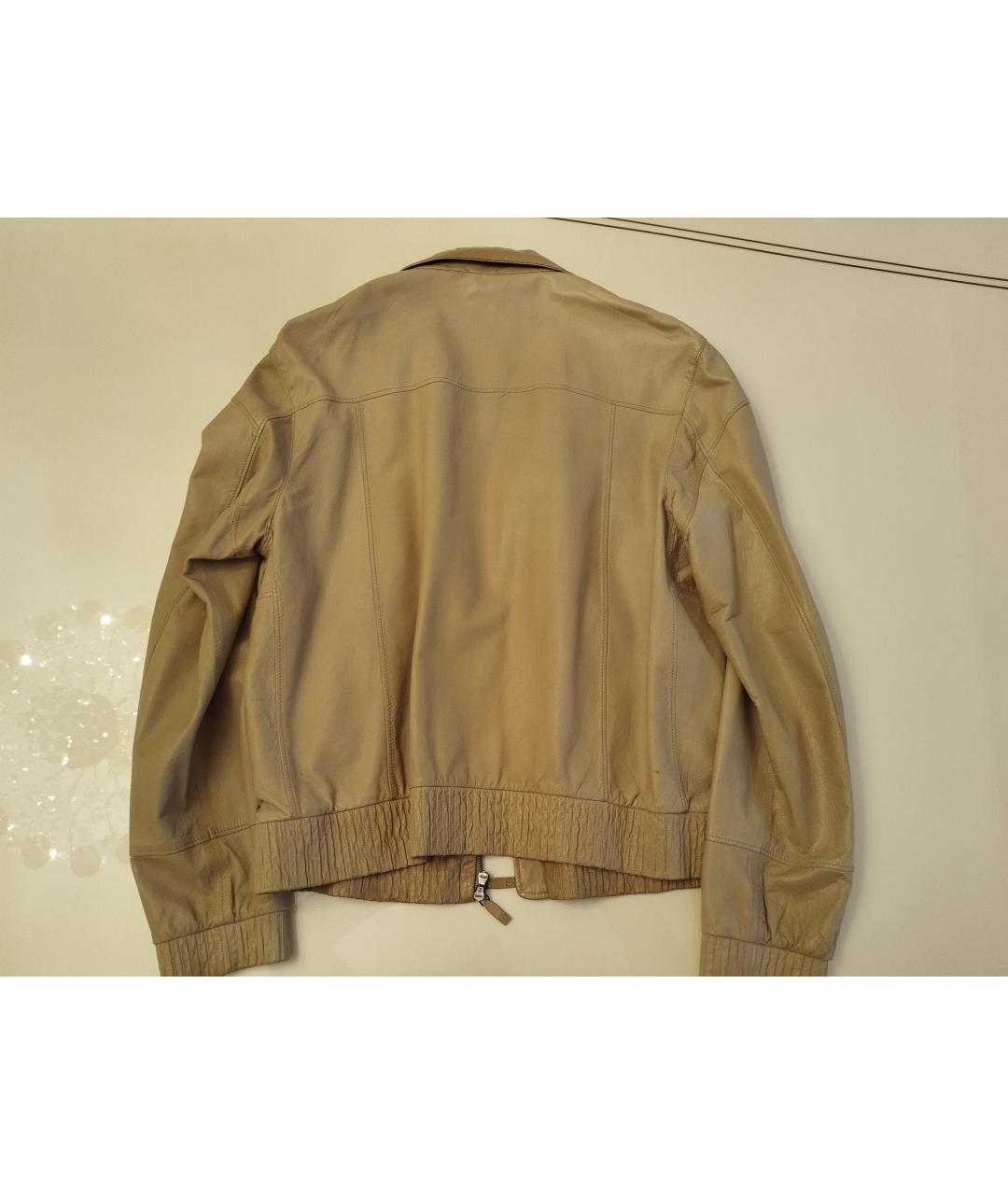 GIORGIO ARMANI Бежевая кожаная куртка, фото 2