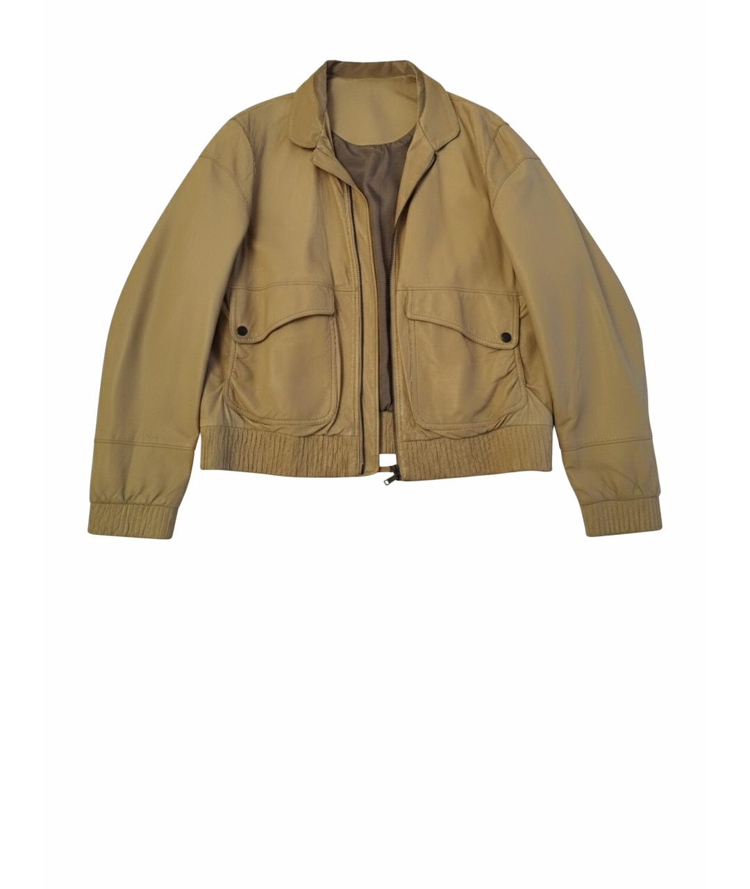 GIORGIO ARMANI Бежевая кожаная куртка, фото 1