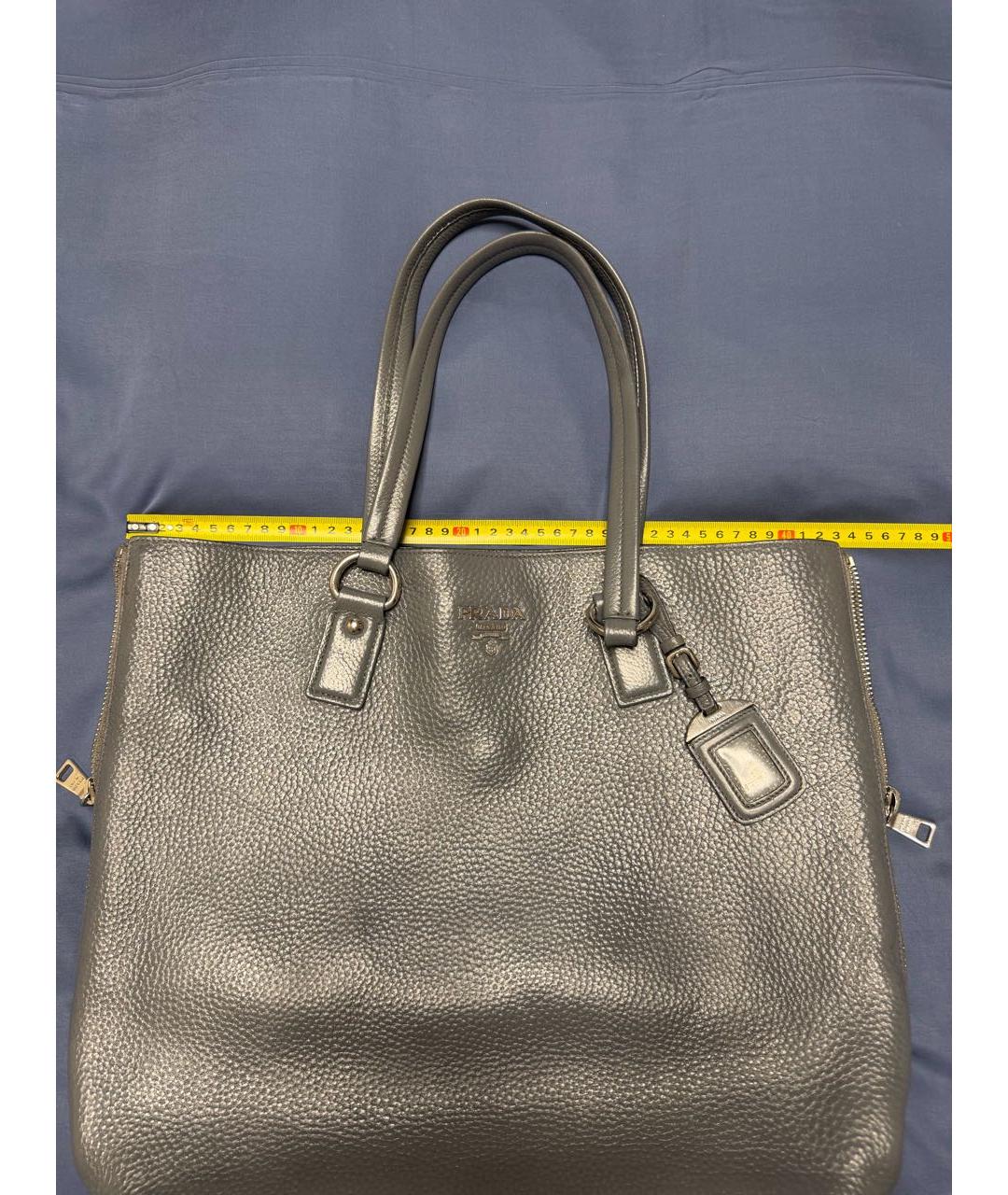 PRADA Серая кожаная сумка тоут, фото 3