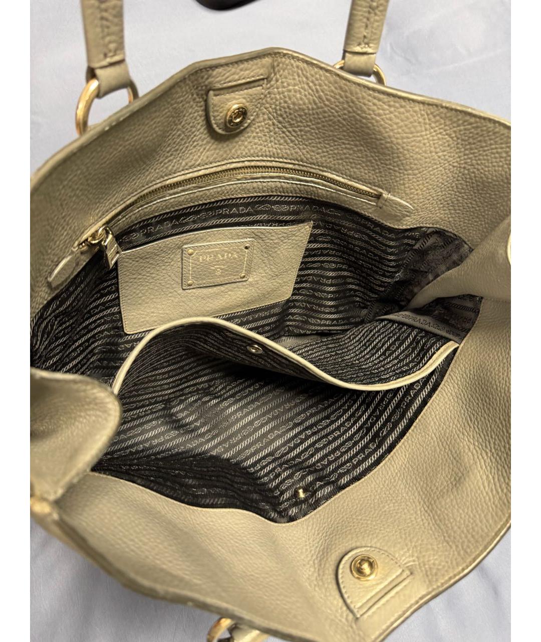 PRADA Серая кожаная сумка тоут, фото 5