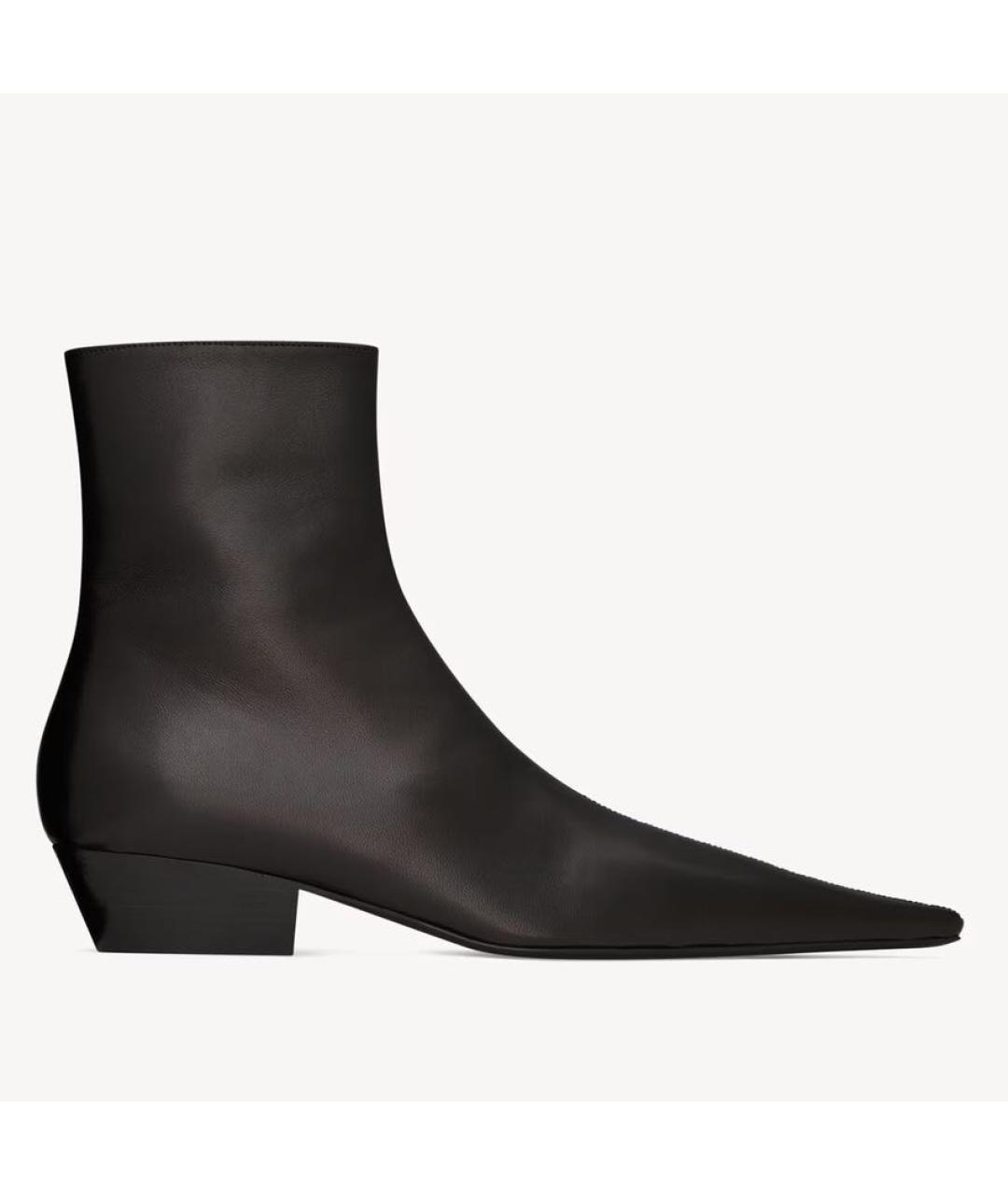 SAINT LAURENT Черные кожаные полусапоги, фото 2