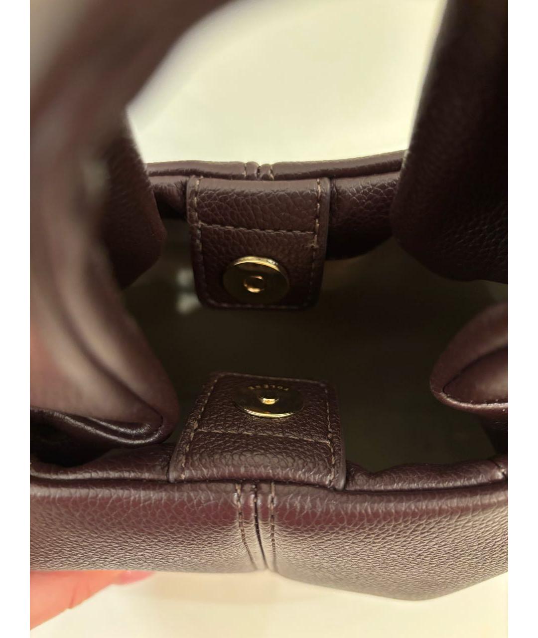 POLENE Коричневая кожаная сумка с короткими ручками, фото 4