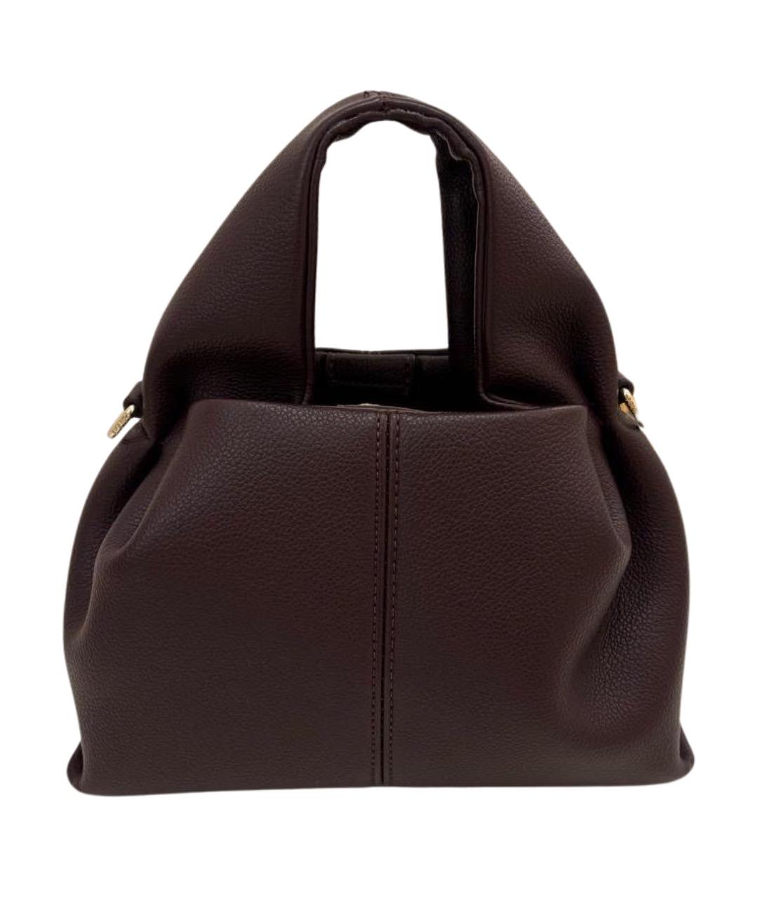 POLENE Коричневая кожаная сумка с короткими ручками, фото 1