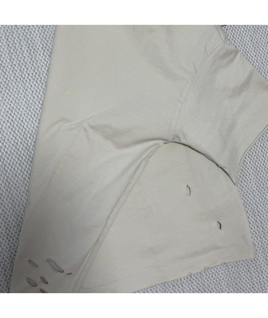 BALENCIAGA Бежевая хлопковая футболка, фото 4