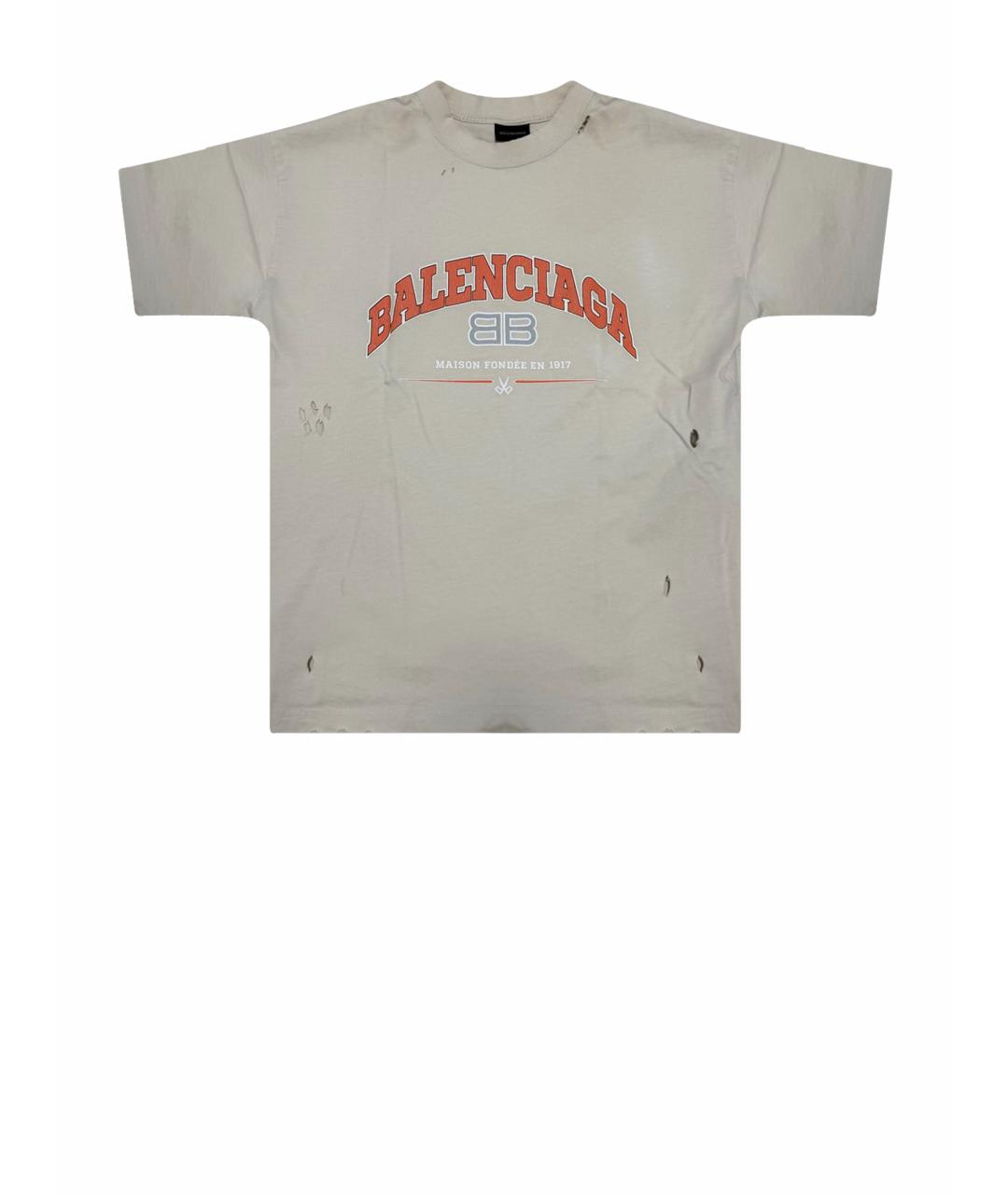 BALENCIAGA Бежевая хлопковая футболка, фото 1