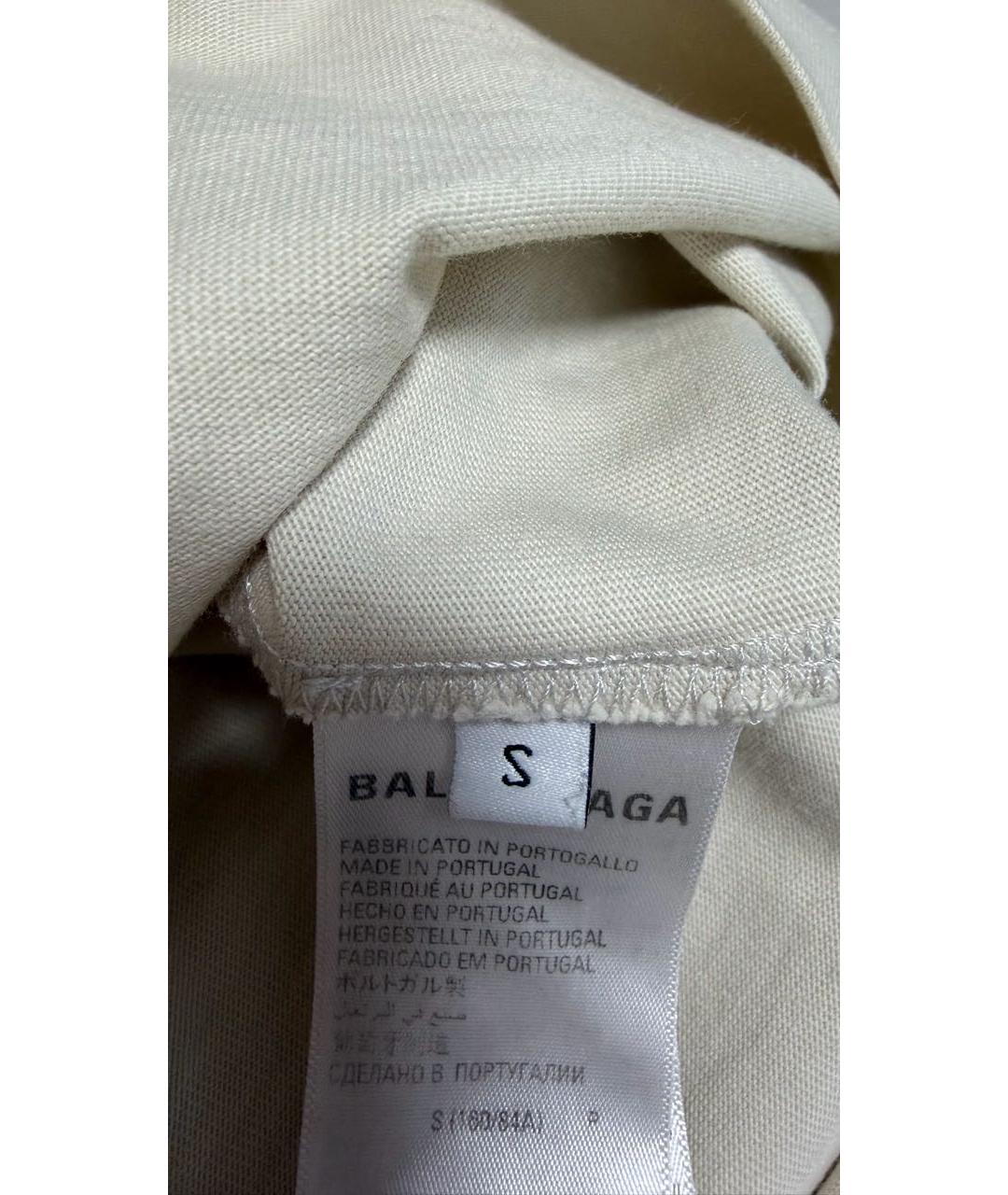 BALENCIAGA Бежевая хлопковая футболка, фото 5