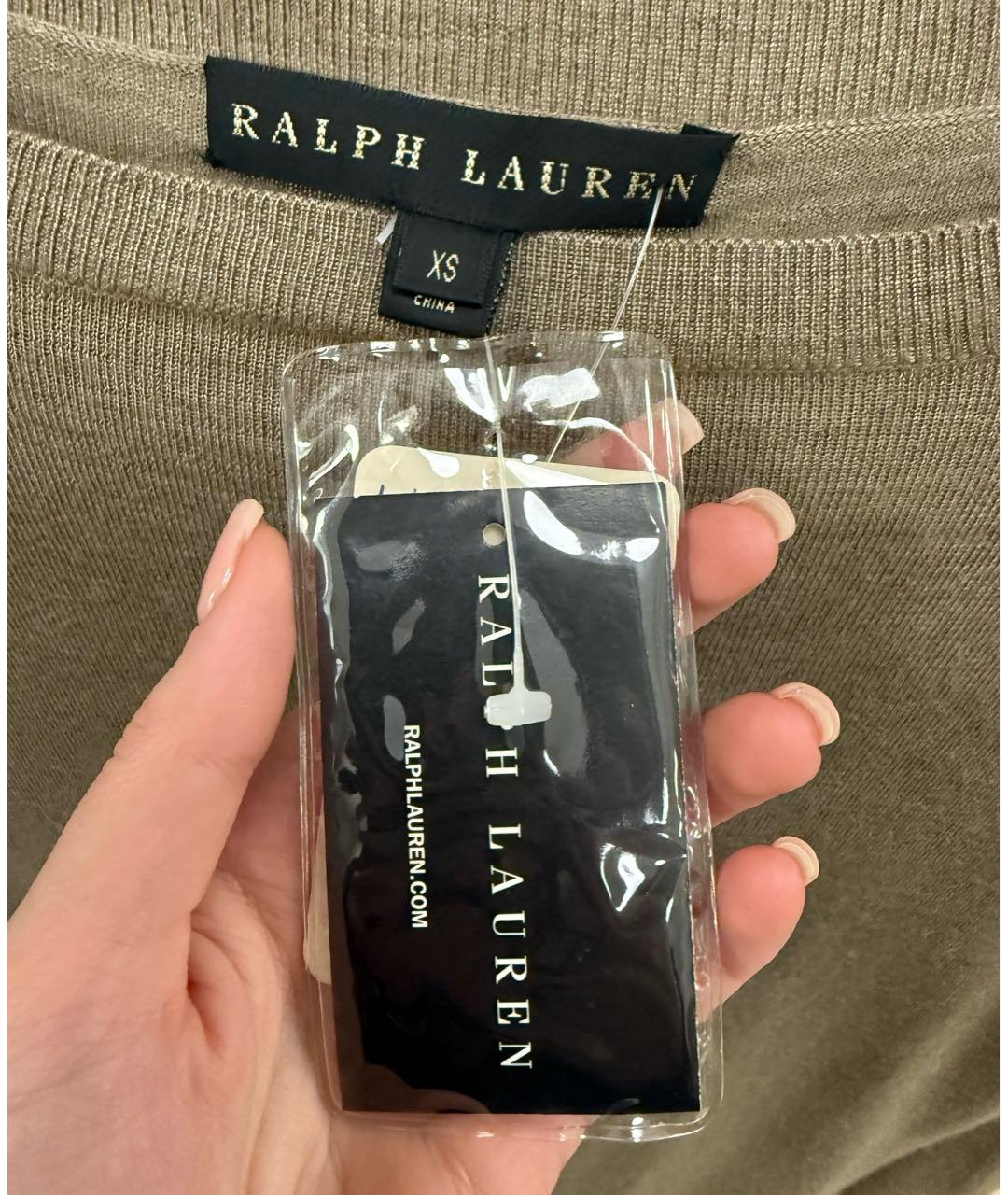 RALPH LAUREN Бежевое кашемировое повседневное платье, фото 3