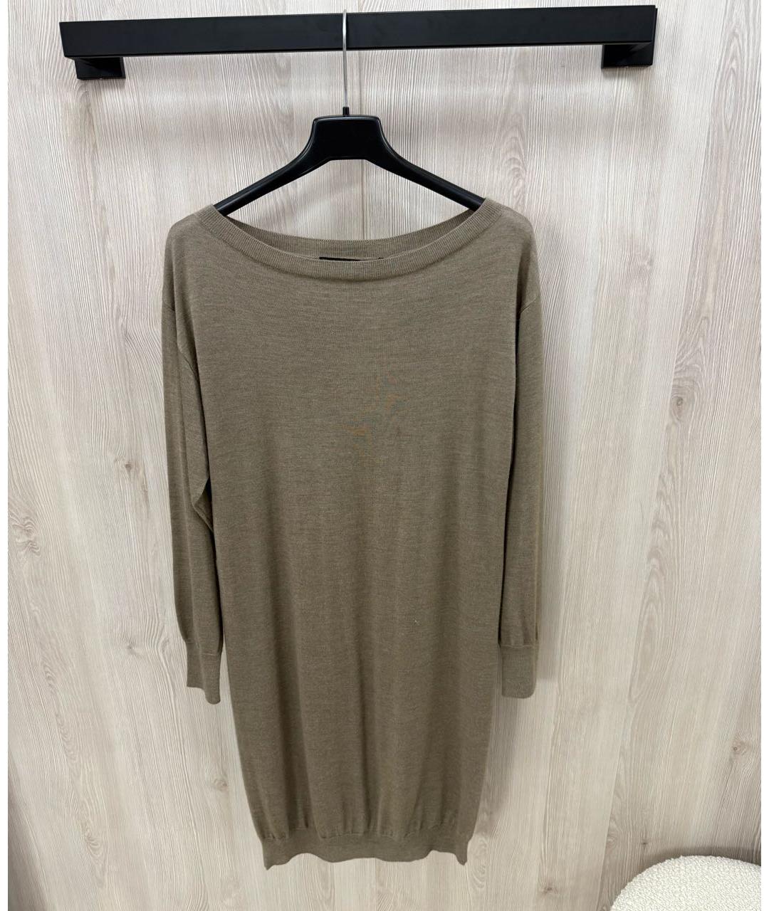 RALPH LAUREN Бежевое кашемировое повседневное платье, фото 6