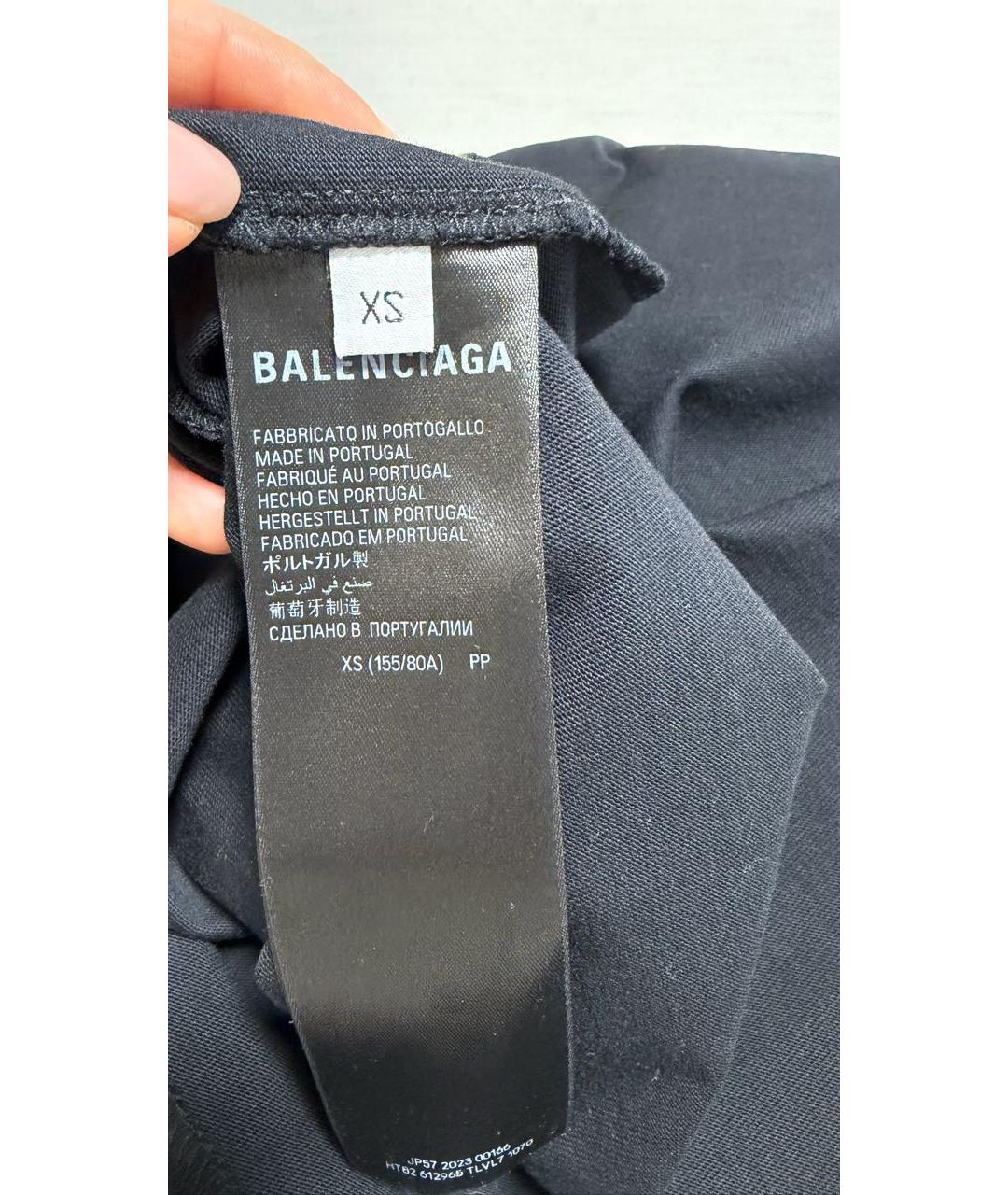 BALENCIAGA Черная хлопковая футболка, фото 4