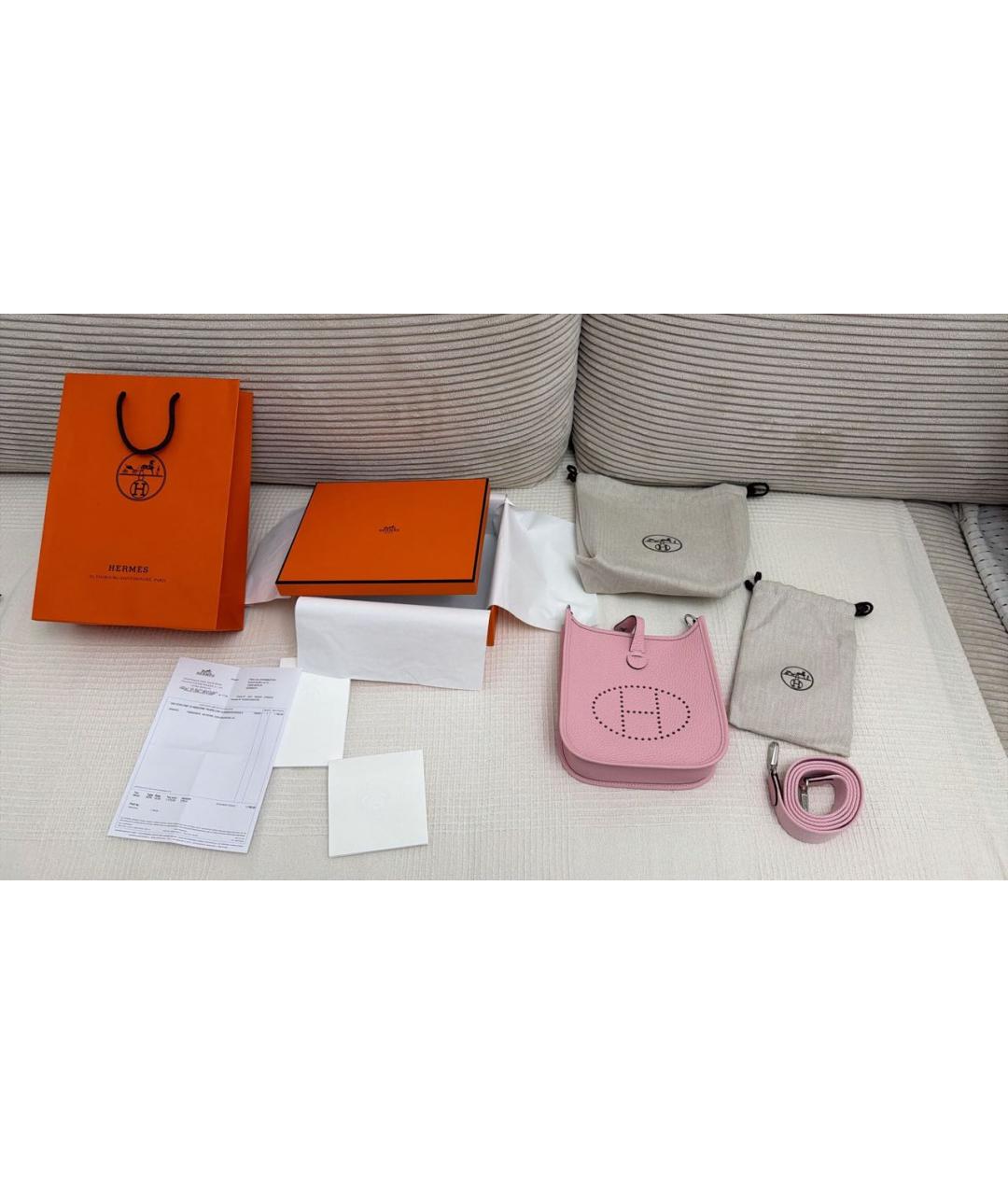 HERMES Розовая кожаная сумка через плечо, фото 3