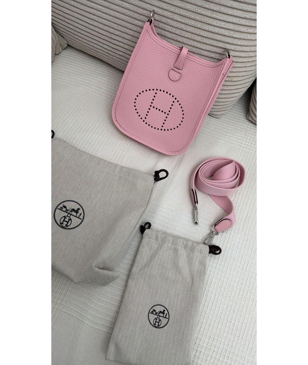 HERMES Розовая кожаная сумка через плечо, фото 5