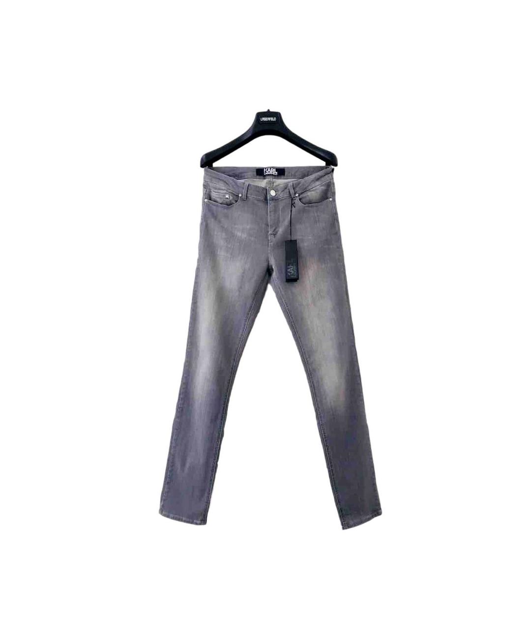 KARL LAGERFELD Серые хлопко-эластановые джинсы слим, фото 2