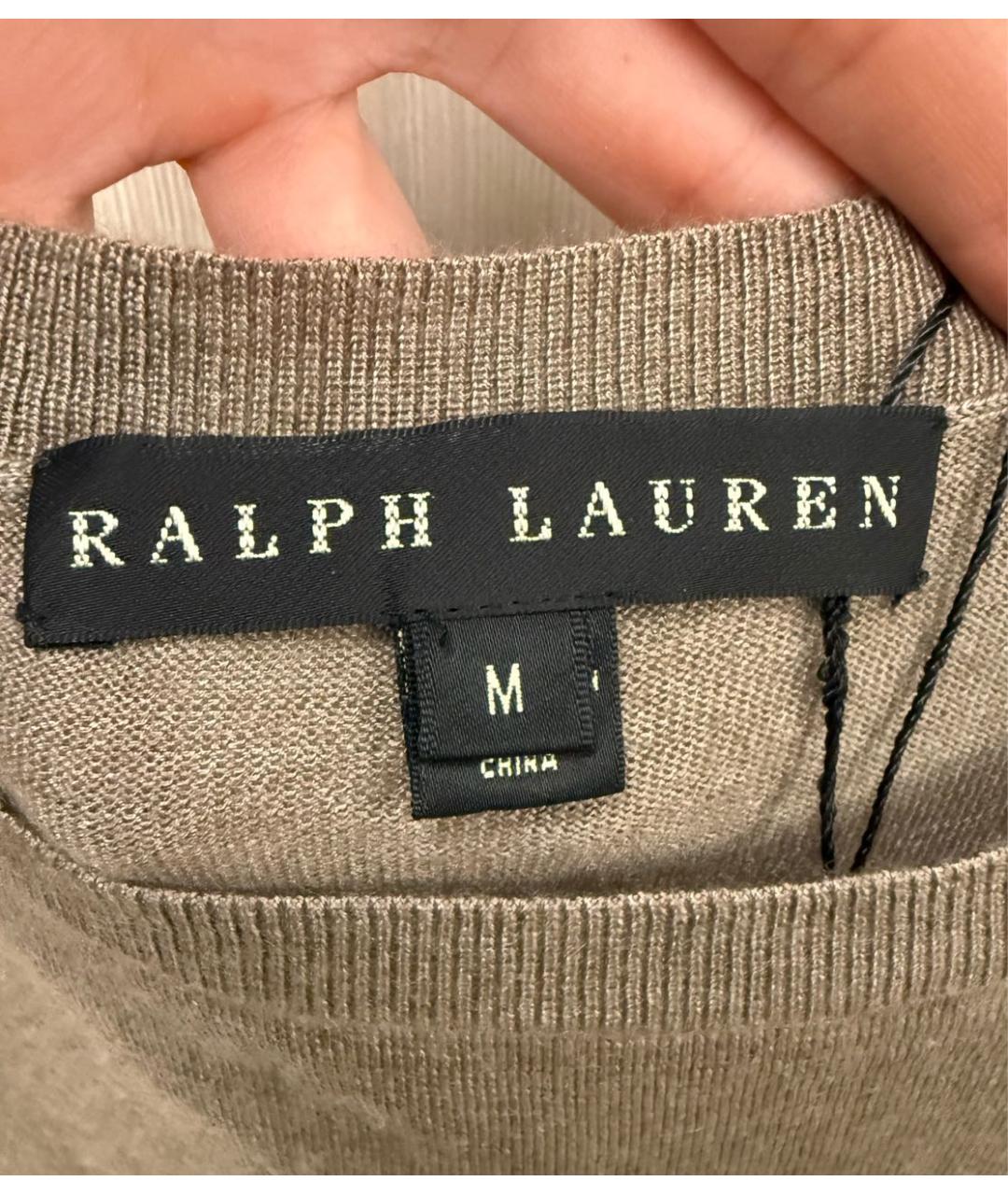 RALPH LAUREN Бежевое кашемировое повседневное платье, фото 2