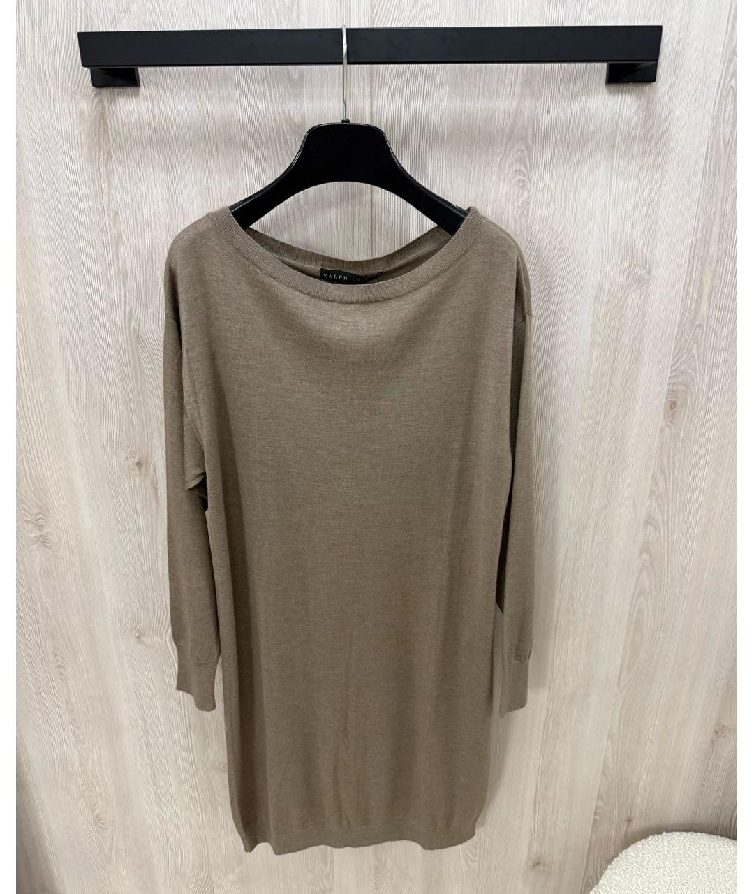 RALPH LAUREN Бежевое кашемировое повседневное платье, фото 5