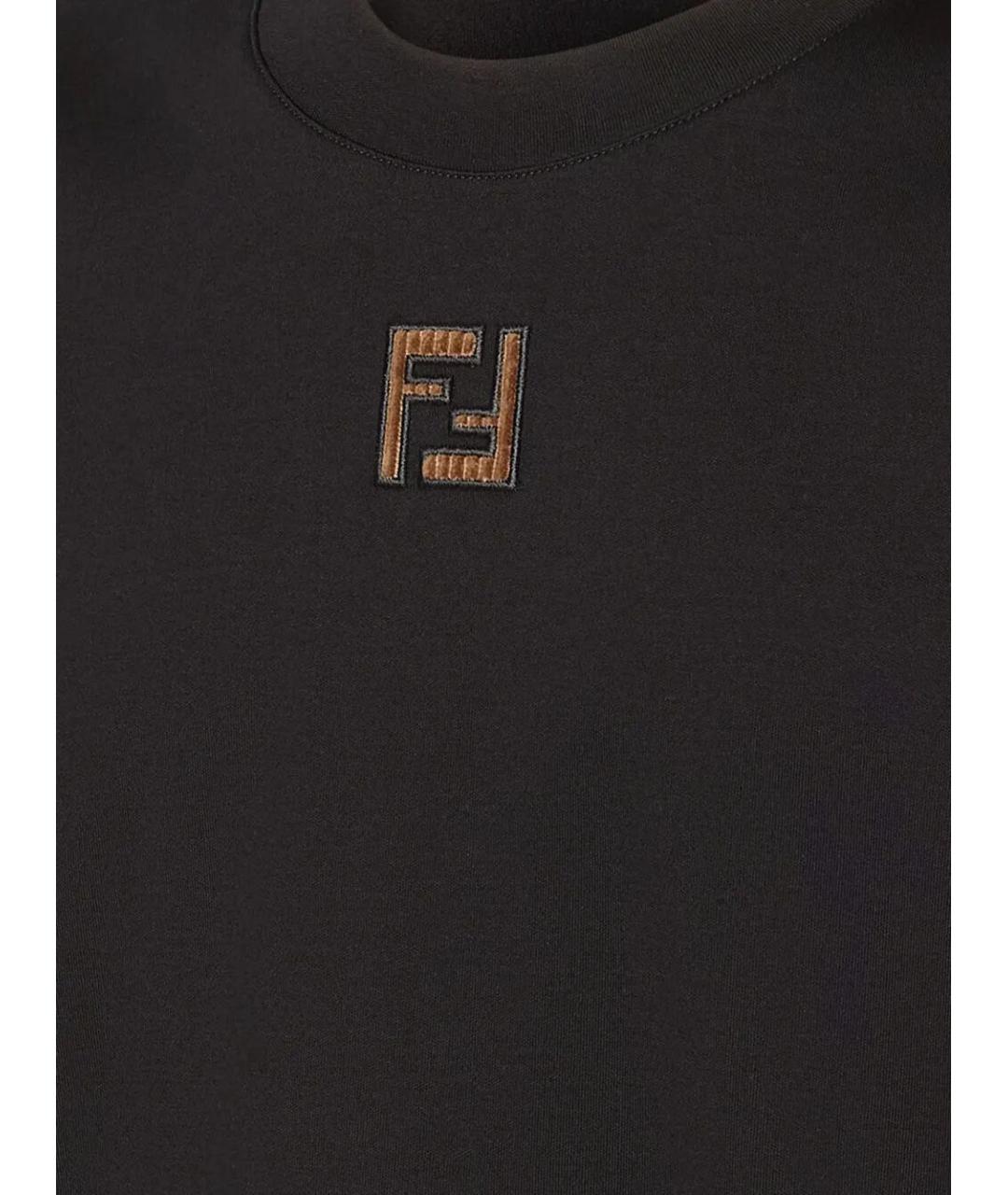 FENDI Черная хлопковая футболка, фото 3