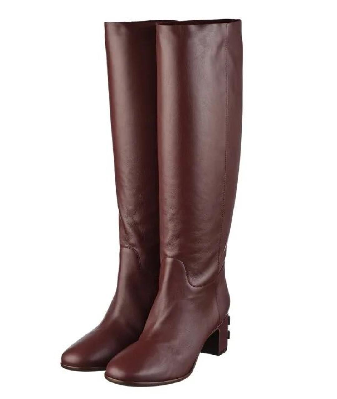 CASADEI Бордовые кожаные сапоги, фото 2