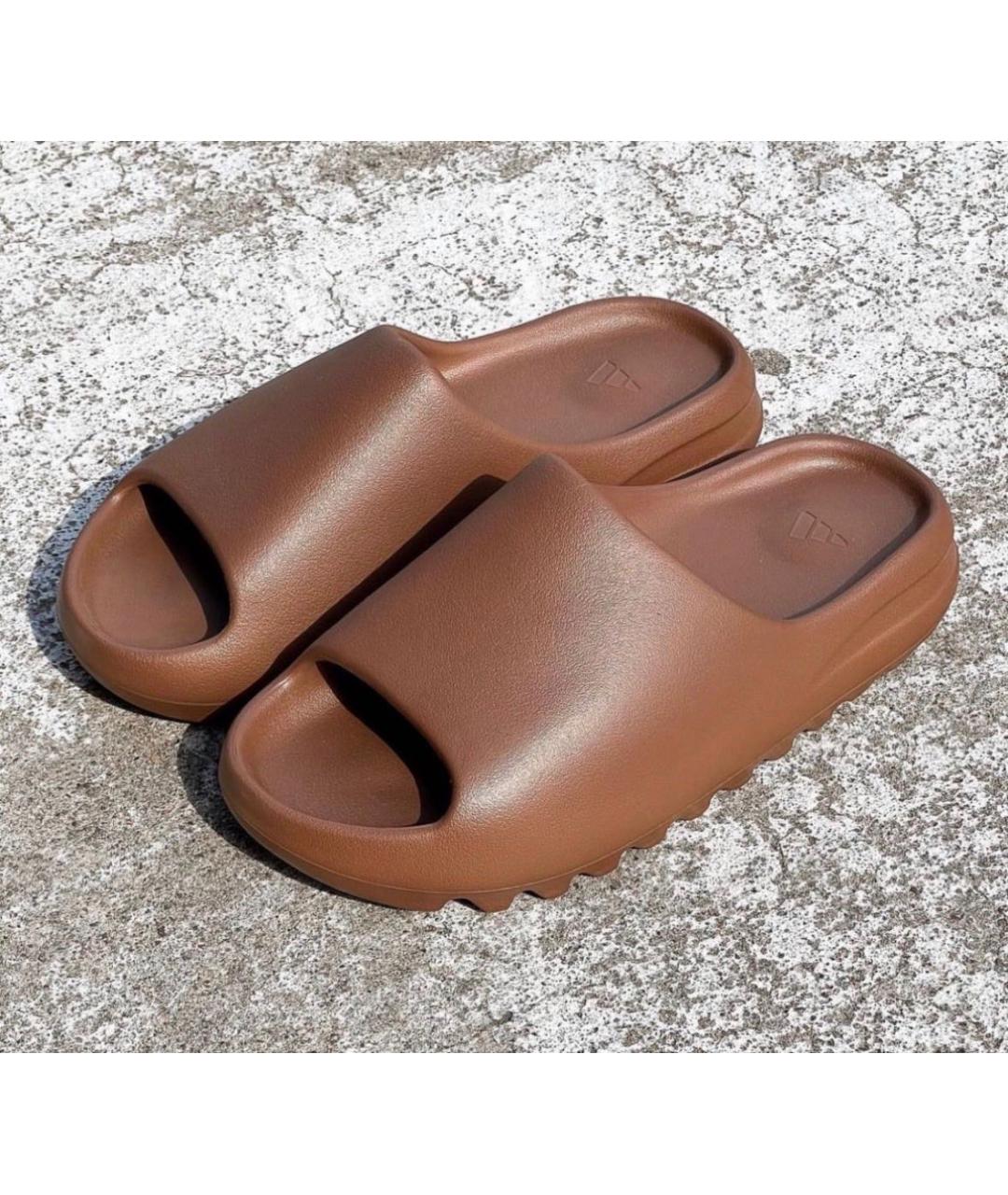 ADIDAS YEEZY Коричневые резиновые шлепанцы, фото 2