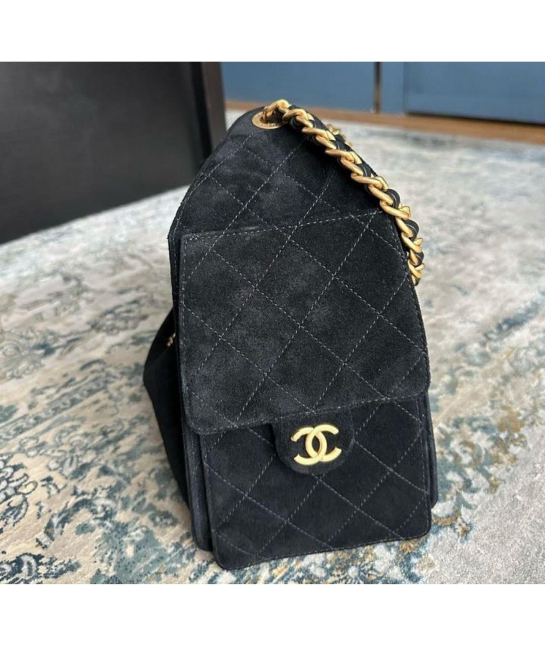 CHANEL Черная замшевая сумка тоут, фото 5