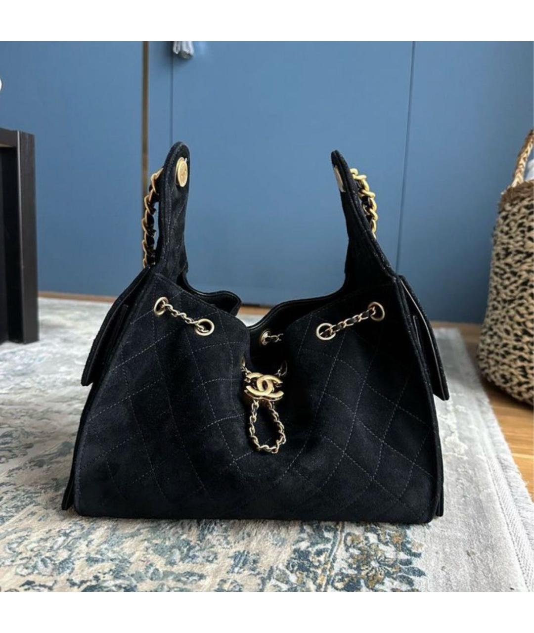 CHANEL Черная замшевая сумка тоут, фото 7