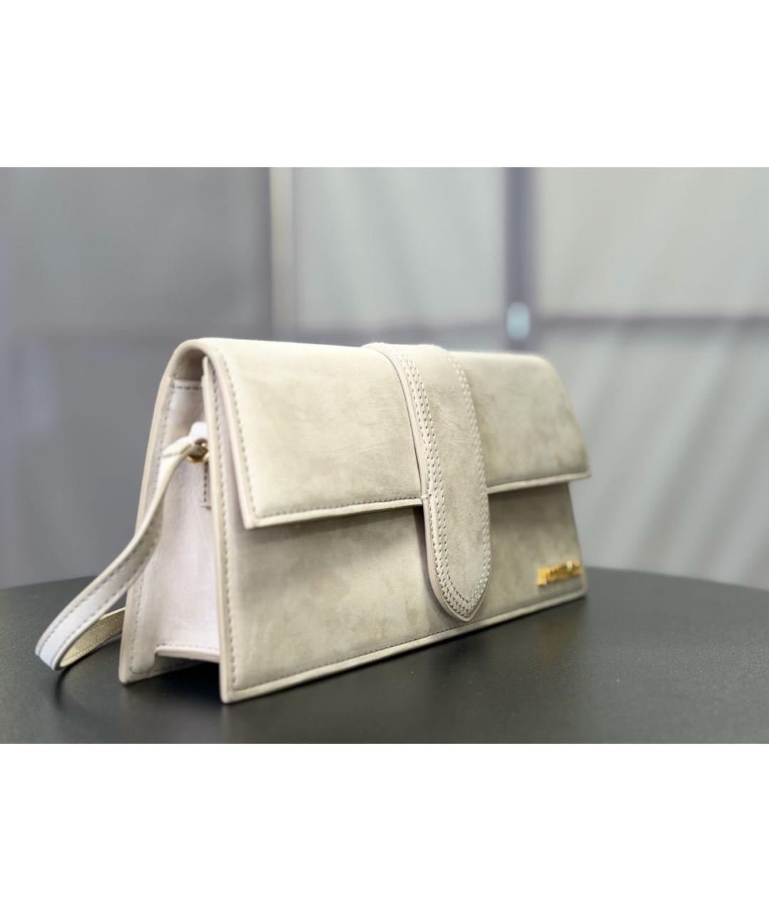 JACQUEMUS Бежевая замшевая сумка через плечо, фото 2