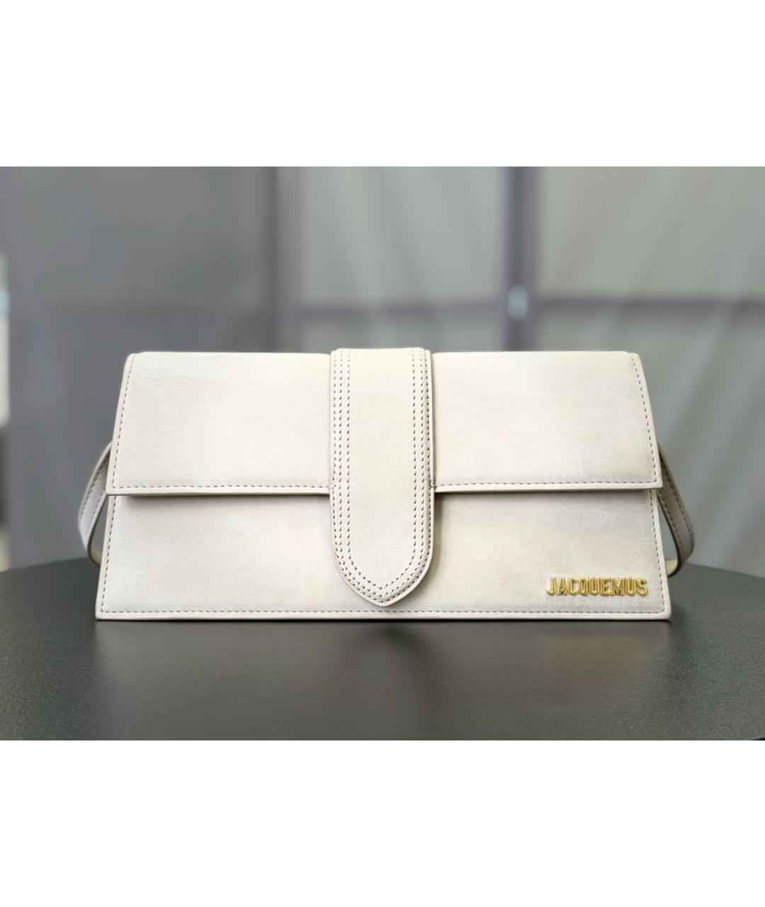 JACQUEMUS Бежевая замшевая сумка через плечо, фото 5