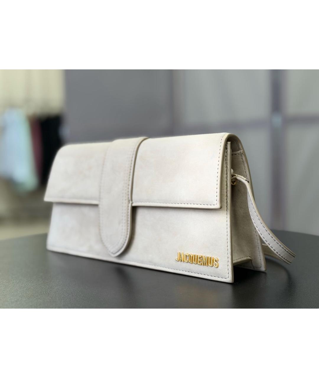 JACQUEMUS Бежевая замшевая сумка через плечо, фото 3