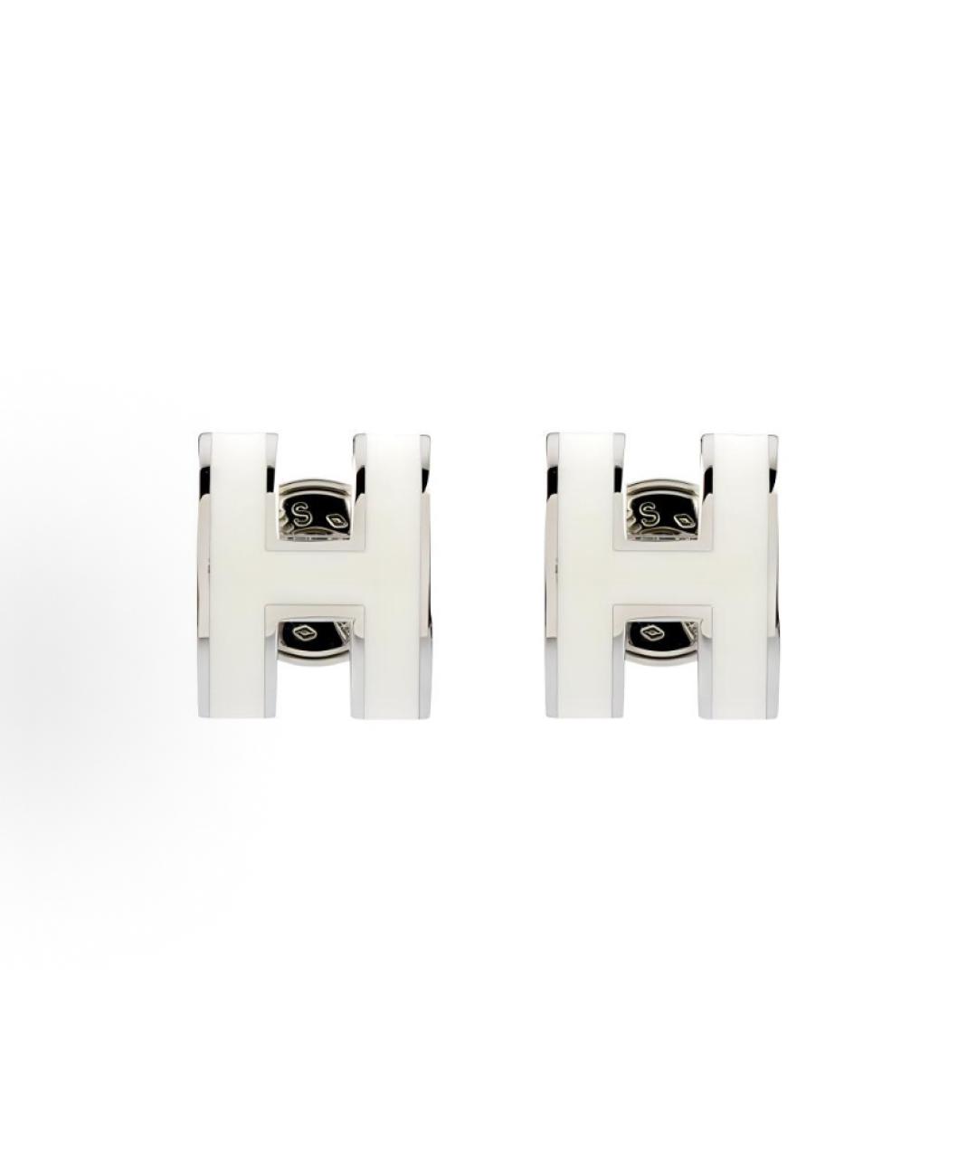 HERMES Белые металлические серьги, фото 1