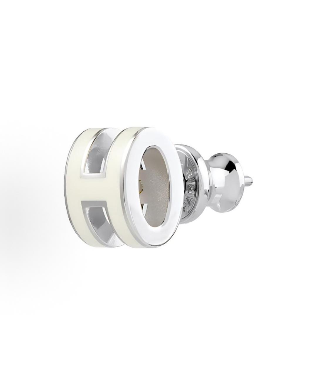 HERMES Белые металлические серьги, фото 2