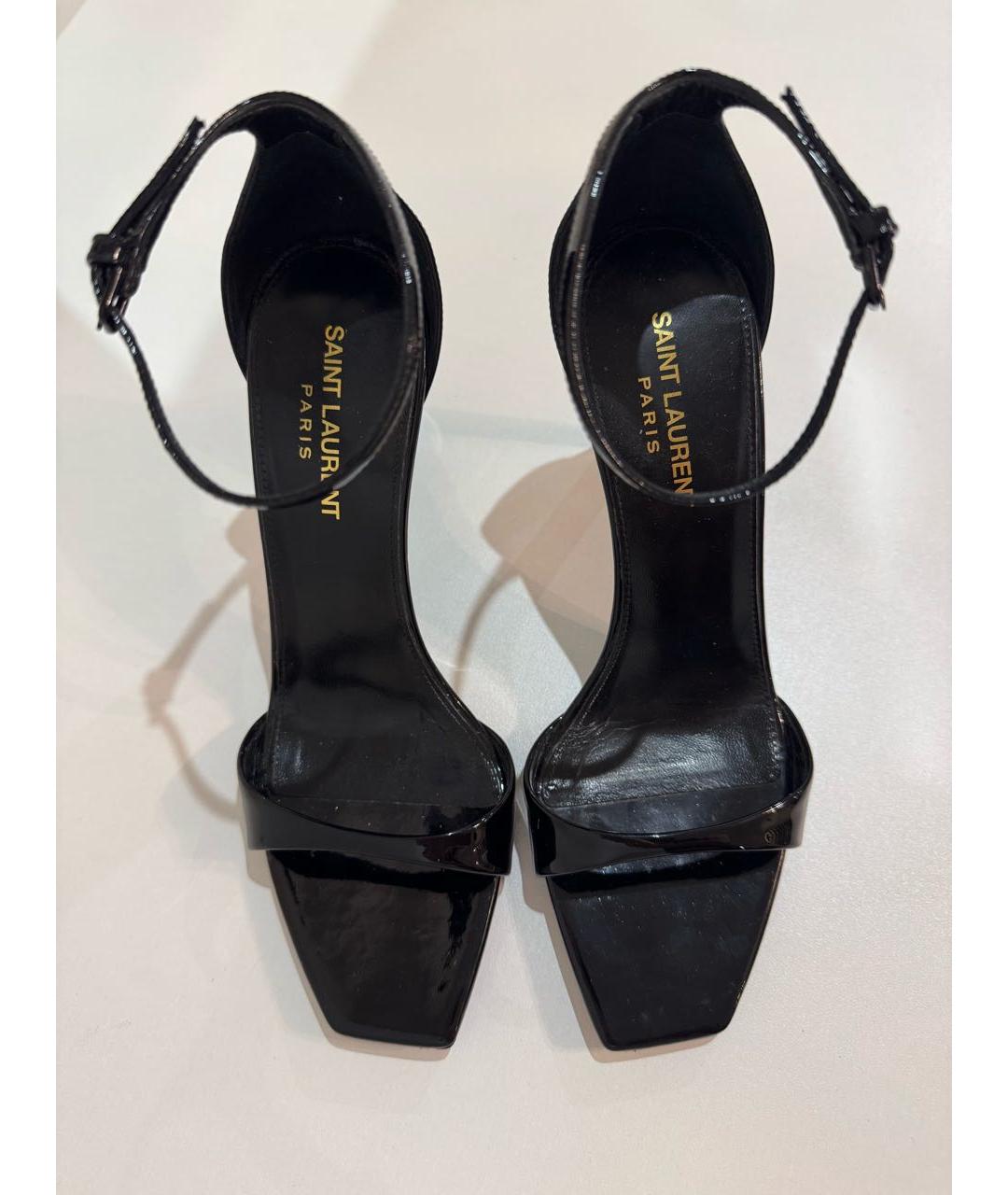 SAINT LAURENT Черные босоножки из лакированной кожи, фото 2