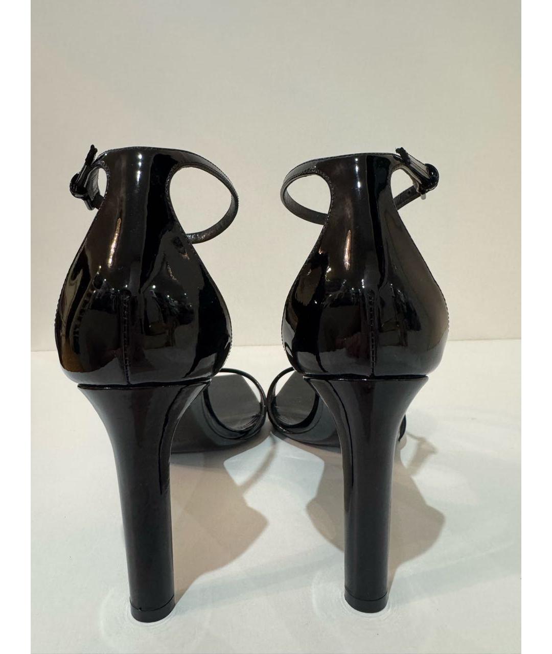 SAINT LAURENT Черные босоножки из лакированной кожи, фото 4