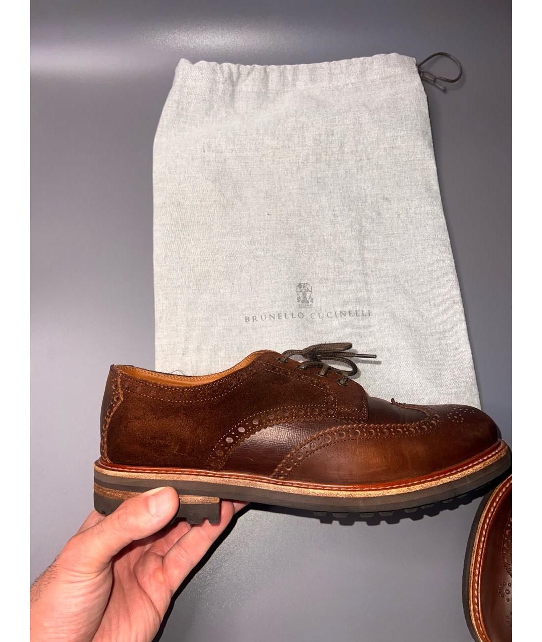 BRUNELLO CUCINELLI Коричневые кожаные туфли, фото 5